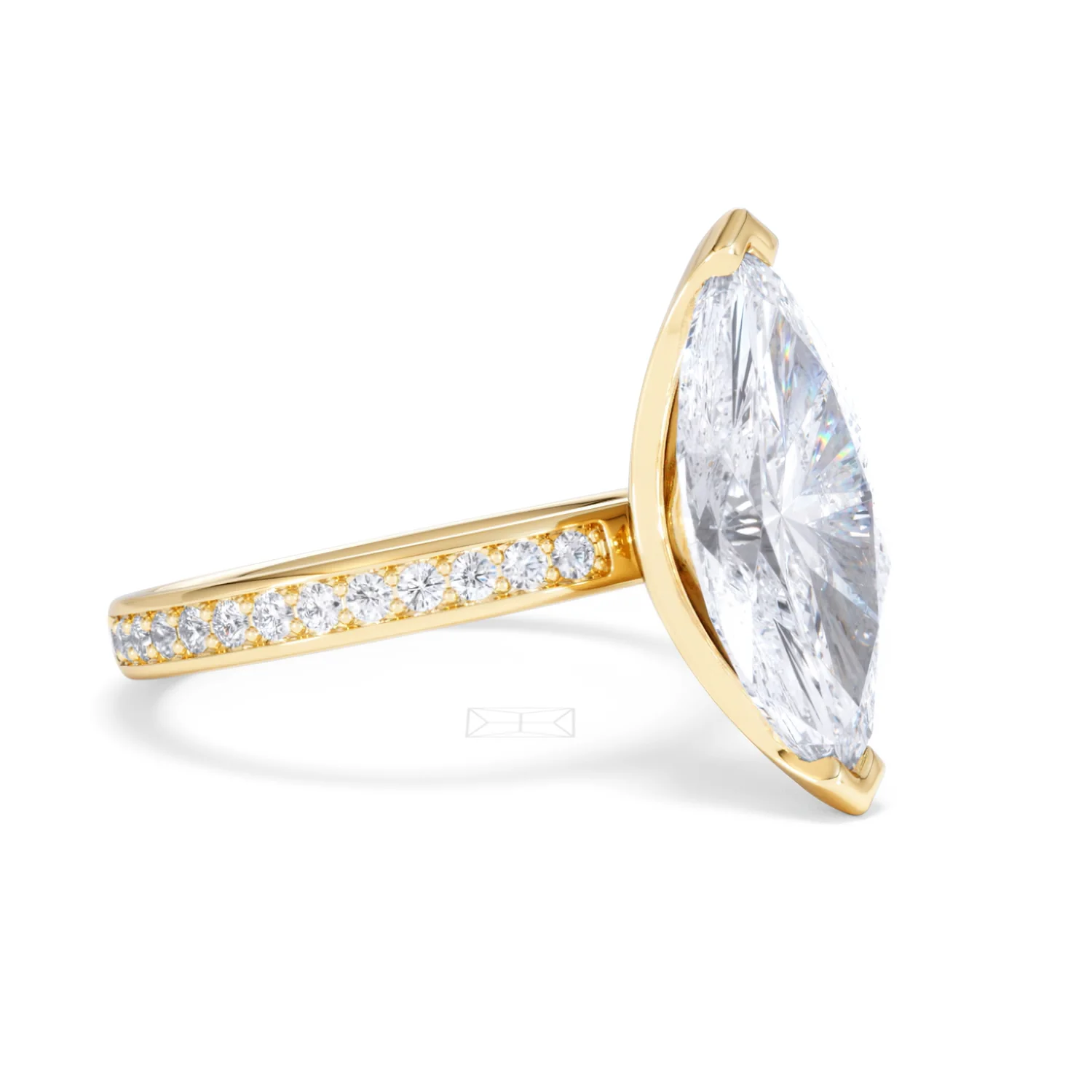 Origin 3.30ct Marquise Cut Lab Diamond Solitaire Engagement Ring with Side Stones in 18K Yellow Gold - Image 17