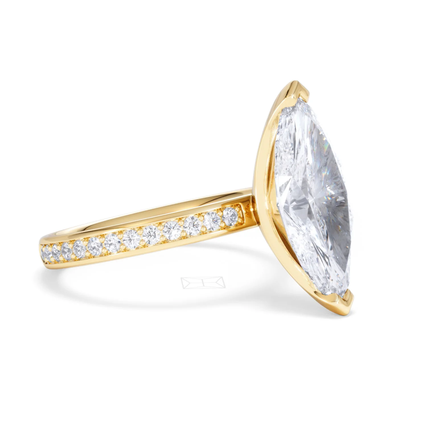 Origin 3.30ct Marquise Cut Lab Diamond Solitaire Engagement Ring with Side Stones in 18K Yellow Gold - Image 18