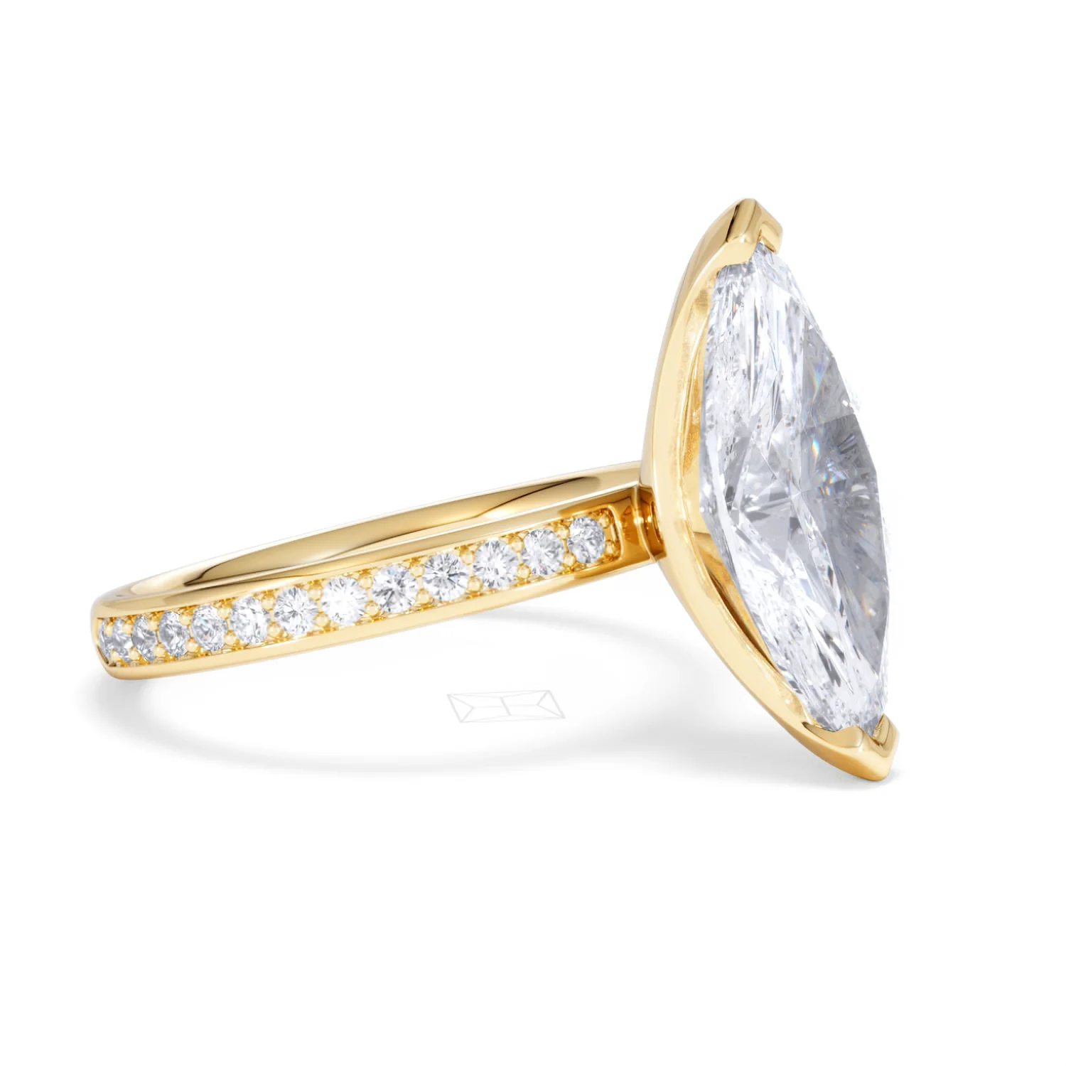 Origin 3.30ct Marquise Cut Lab Diamond Solitaire Engagement Ring with Side Stones in 18K Yellow Gold - Image 19