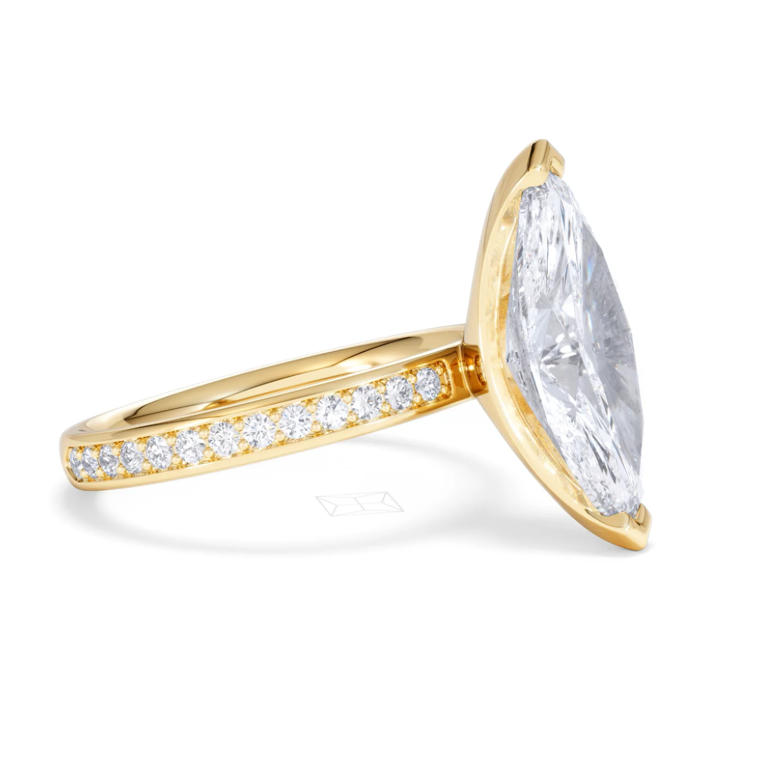 Origin 3.30ct Marquise Cut Lab Diamond Solitaire Engagement Ring with Side Stones in 18K Yellow Gold - Image 20