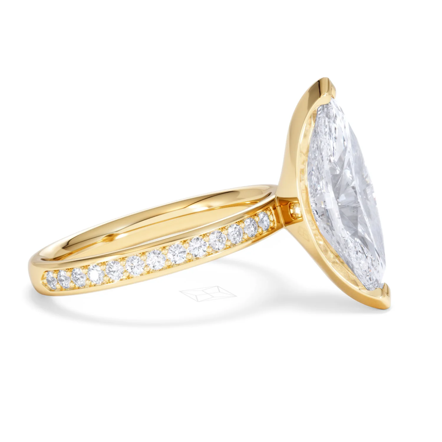 Origin 3.30ct Marquise Cut Lab Diamond Solitaire Engagement Ring with Side Stones in 18K Yellow Gold - Image 23