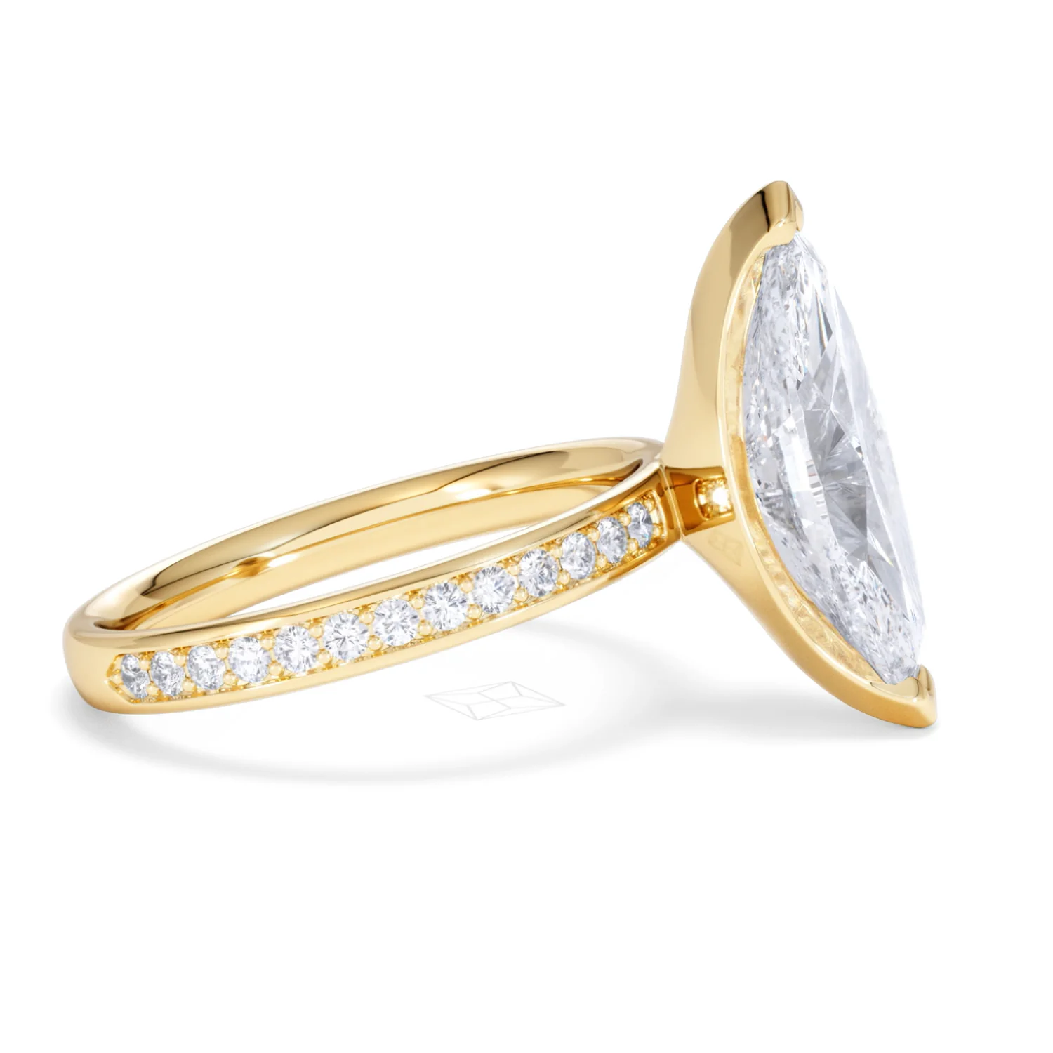 Origin 3.30ct Marquise Cut Lab Diamond Solitaire Engagement Ring with Side Stones in 18K Yellow Gold - Image 24