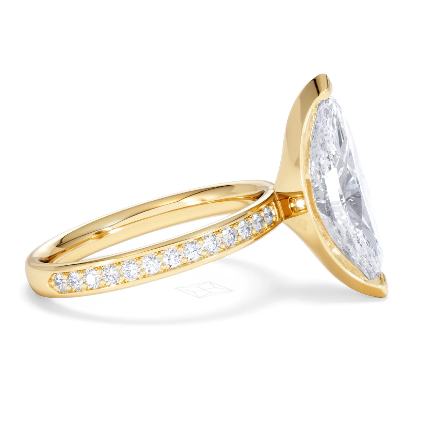 Origin 3.30ct Marquise Cut Lab Diamond Solitaire Engagement Ring with Side Stones in 18K Yellow Gold - Image 25