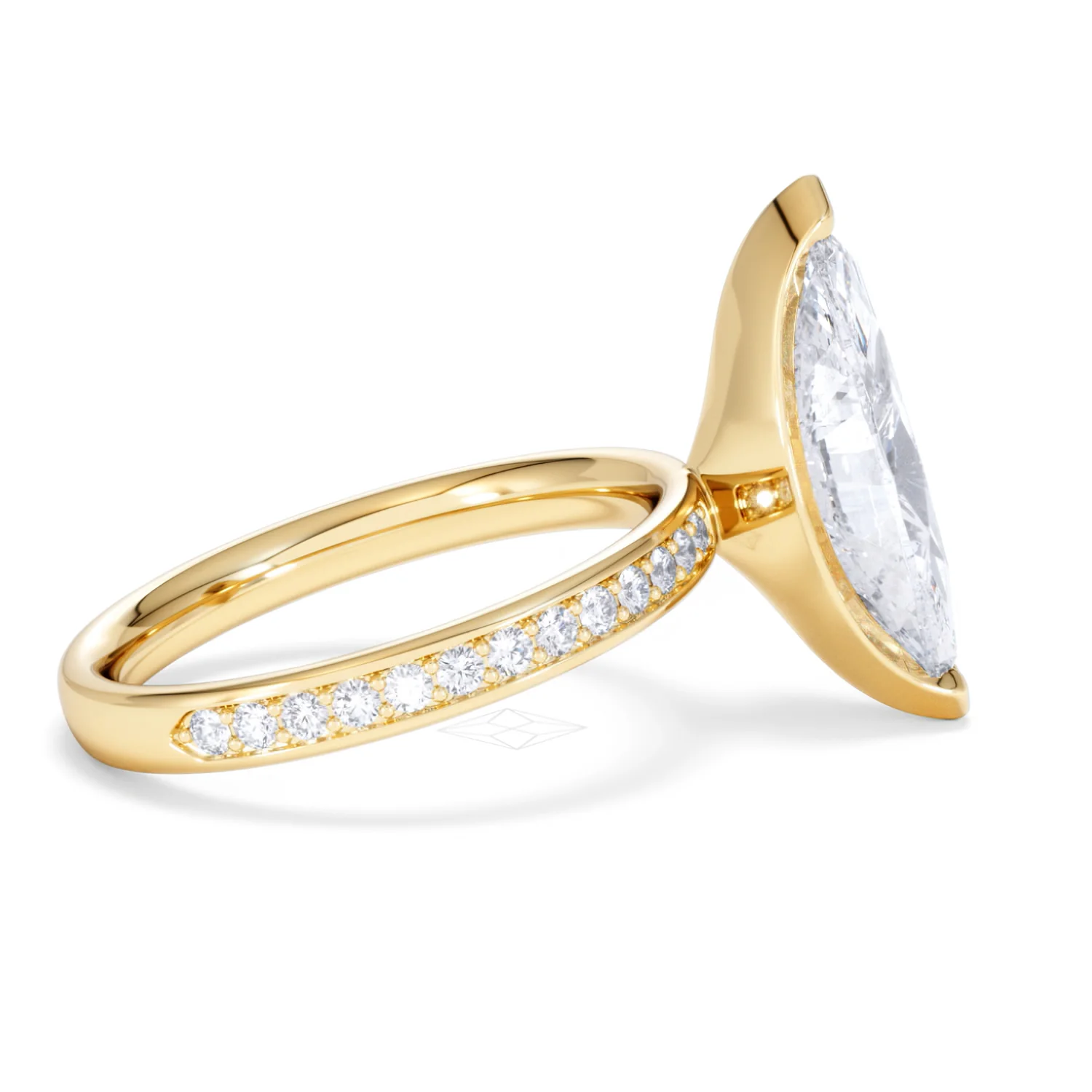 Origin 3.30ct Marquise Cut Lab Diamond Solitaire Engagement Ring with Side Stones in 18K Yellow Gold - Image 28