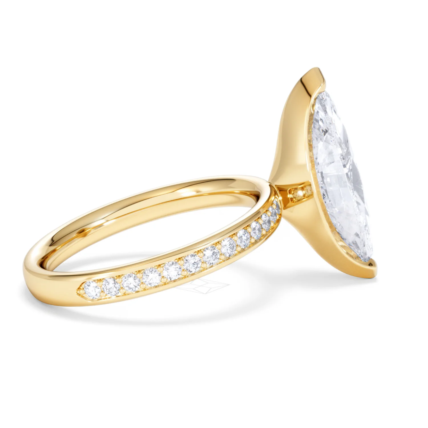 Origin 3.30ct Marquise Cut Lab Diamond Solitaire Engagement Ring with Side Stones in 18K Yellow Gold - Image 29