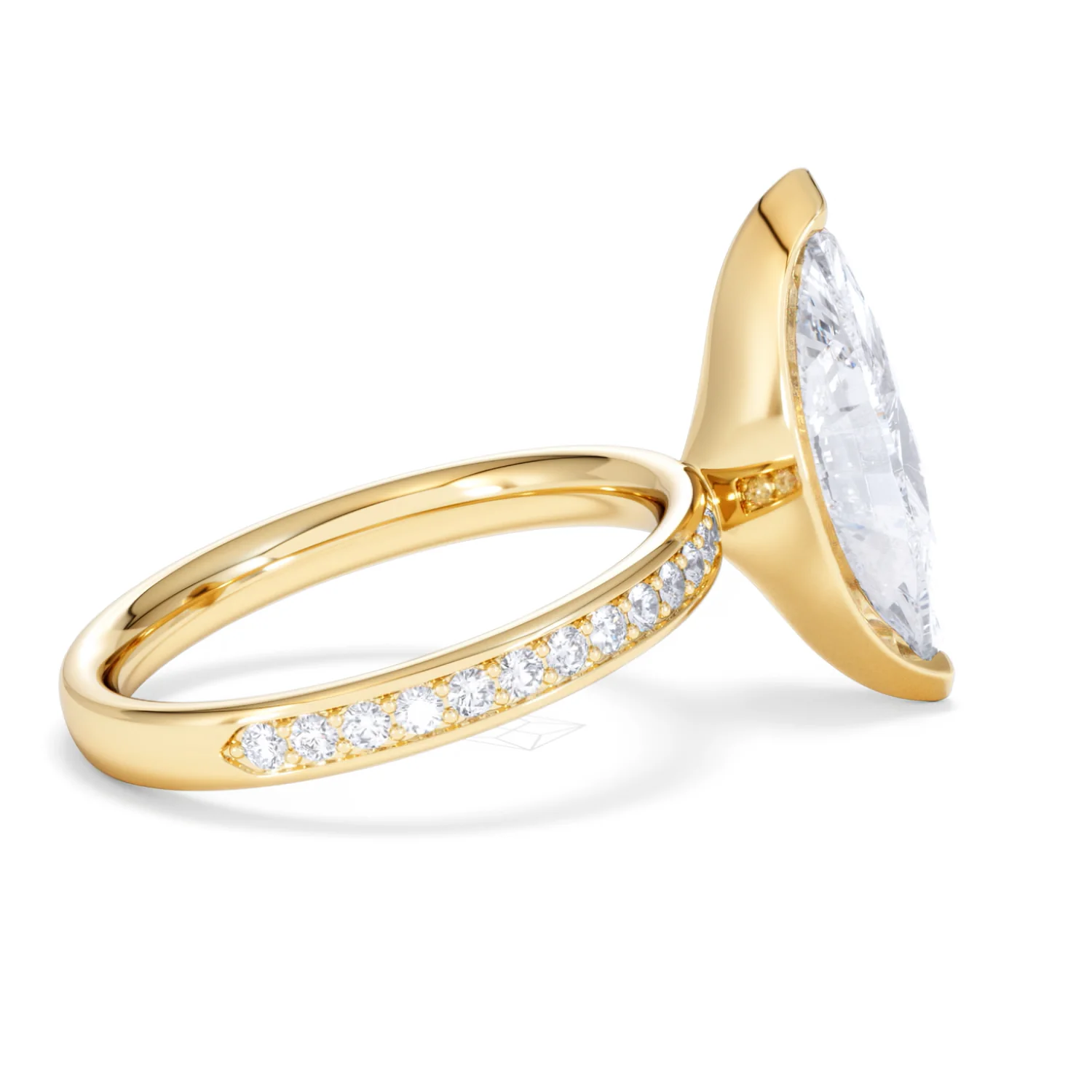 Origin 3.30ct Marquise Cut Lab Diamond Solitaire Engagement Ring with Side Stones in 18K Yellow Gold - Image 30