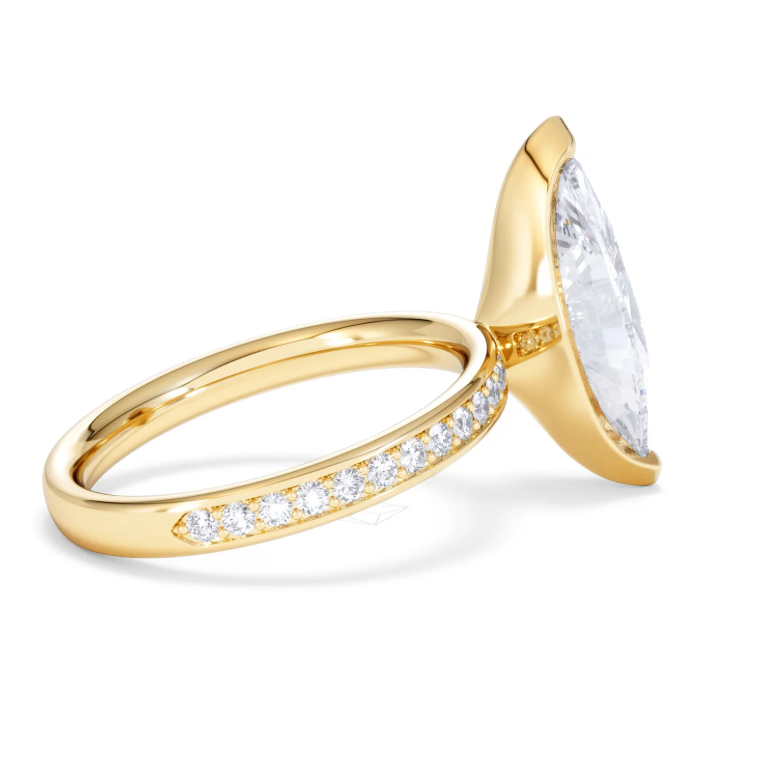 Origin 3.30ct Marquise Cut Lab Diamond Solitaire Engagement Ring with Side Stones in 18K Yellow Gold - Image 31