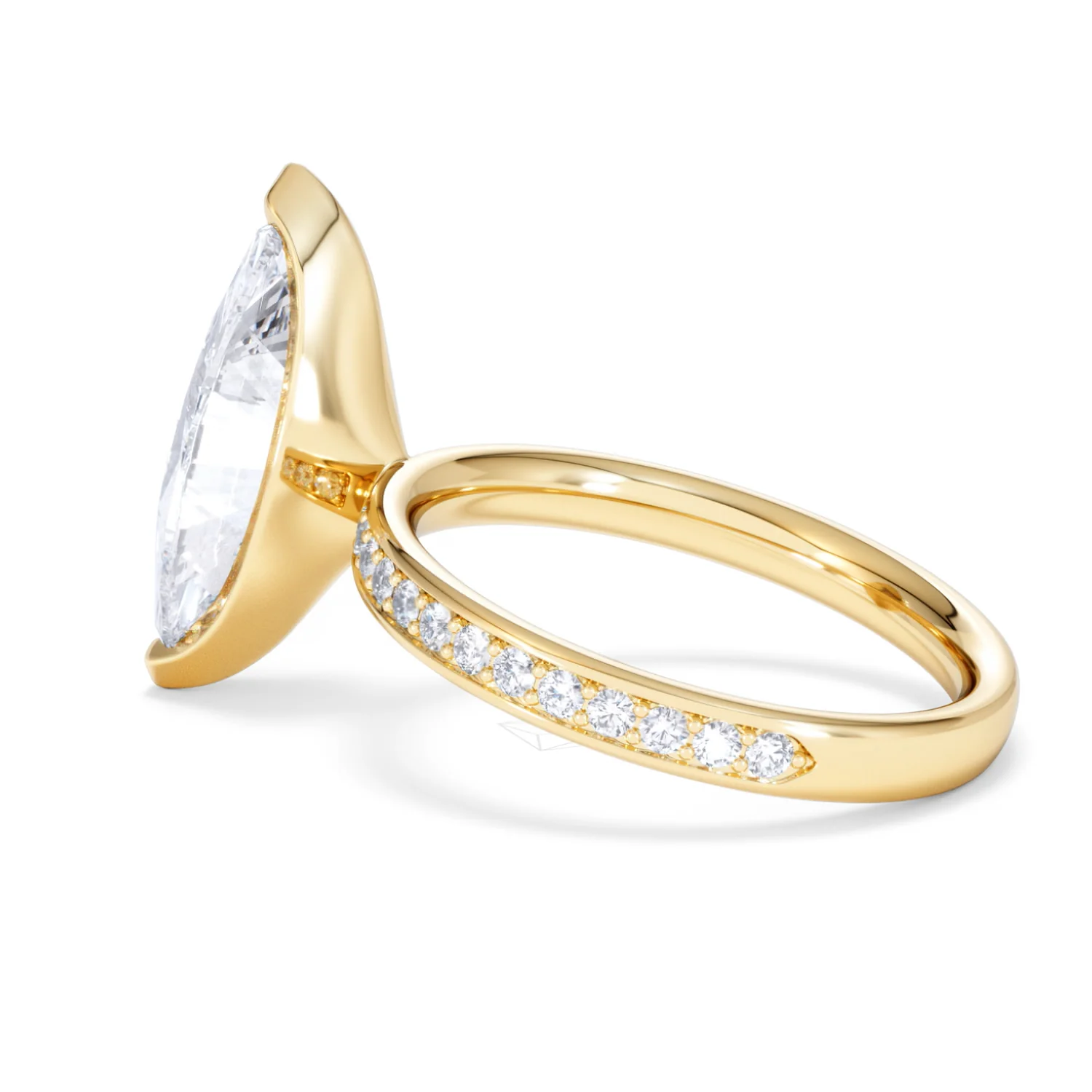 Origin 3.30ct Marquise Cut Lab Diamond Solitaire Engagement Ring with Side Stones in 18K Yellow Gold - Image 62