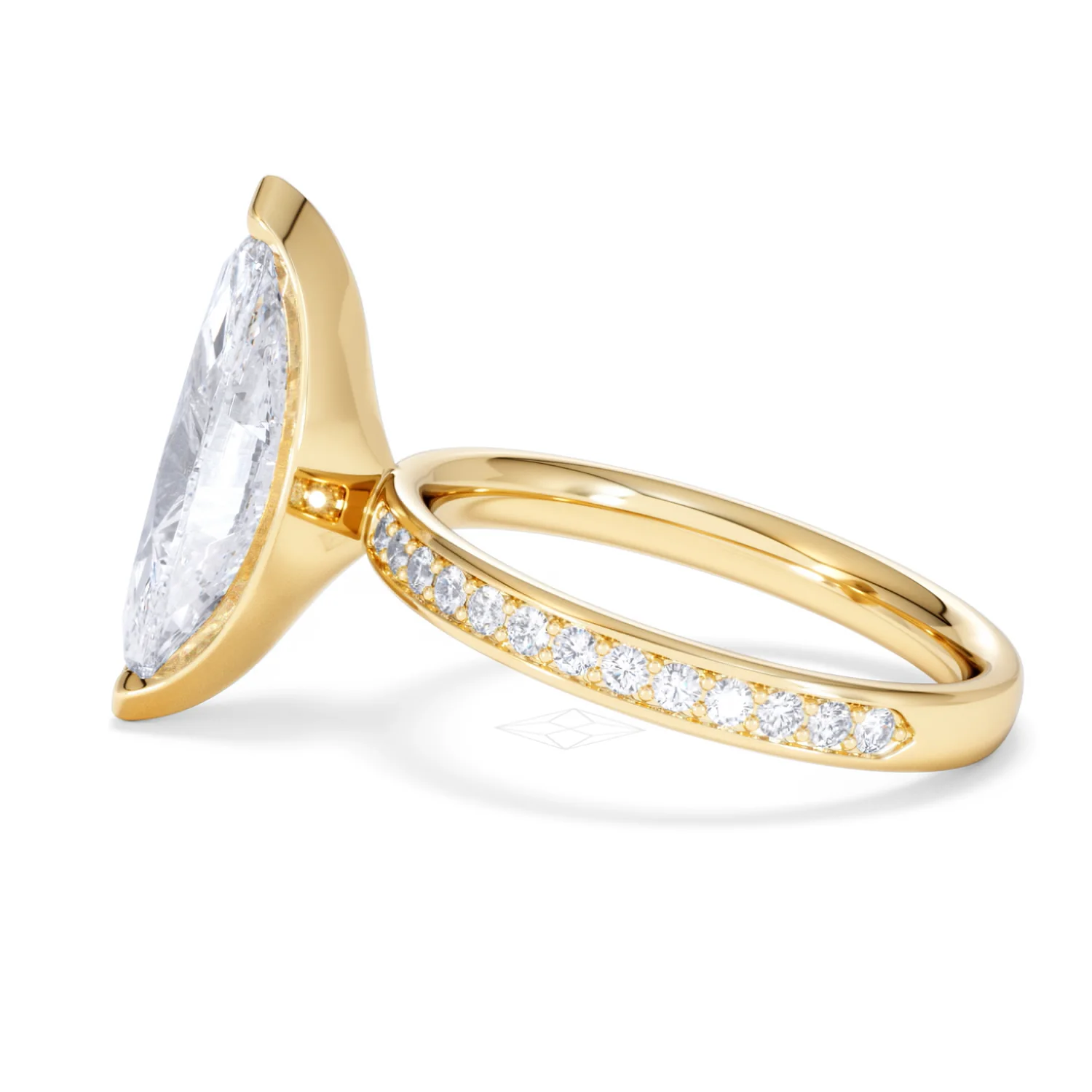 Origin 3.30ct Marquise Cut Lab Diamond Solitaire Engagement Ring with Side Stones in 18K Yellow Gold - Image 66