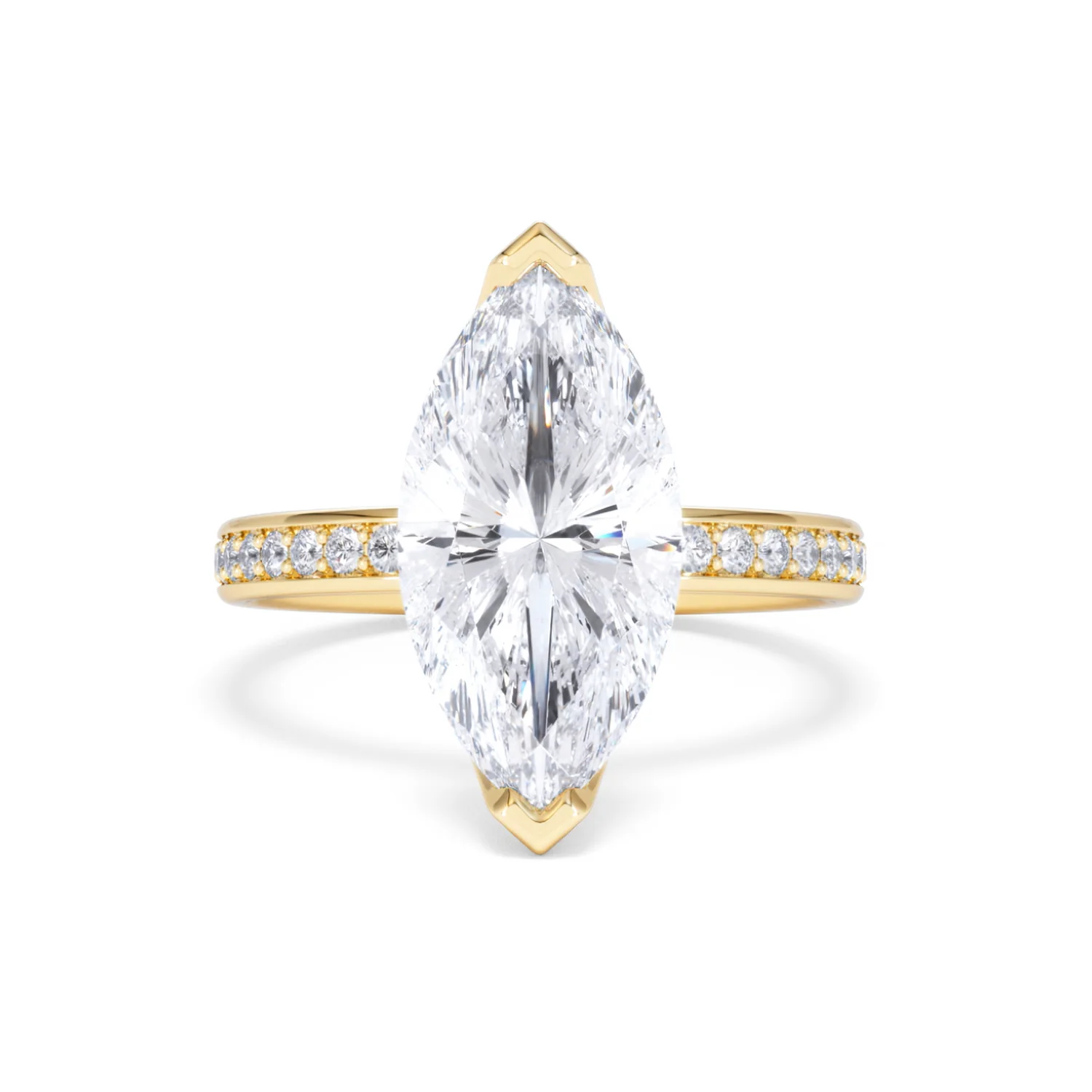 Origin 3.30ct Marquise Cut Lab Diamond Solitaire Engagement Ring with Side Stones in 18K Yellow Gold - Image 7