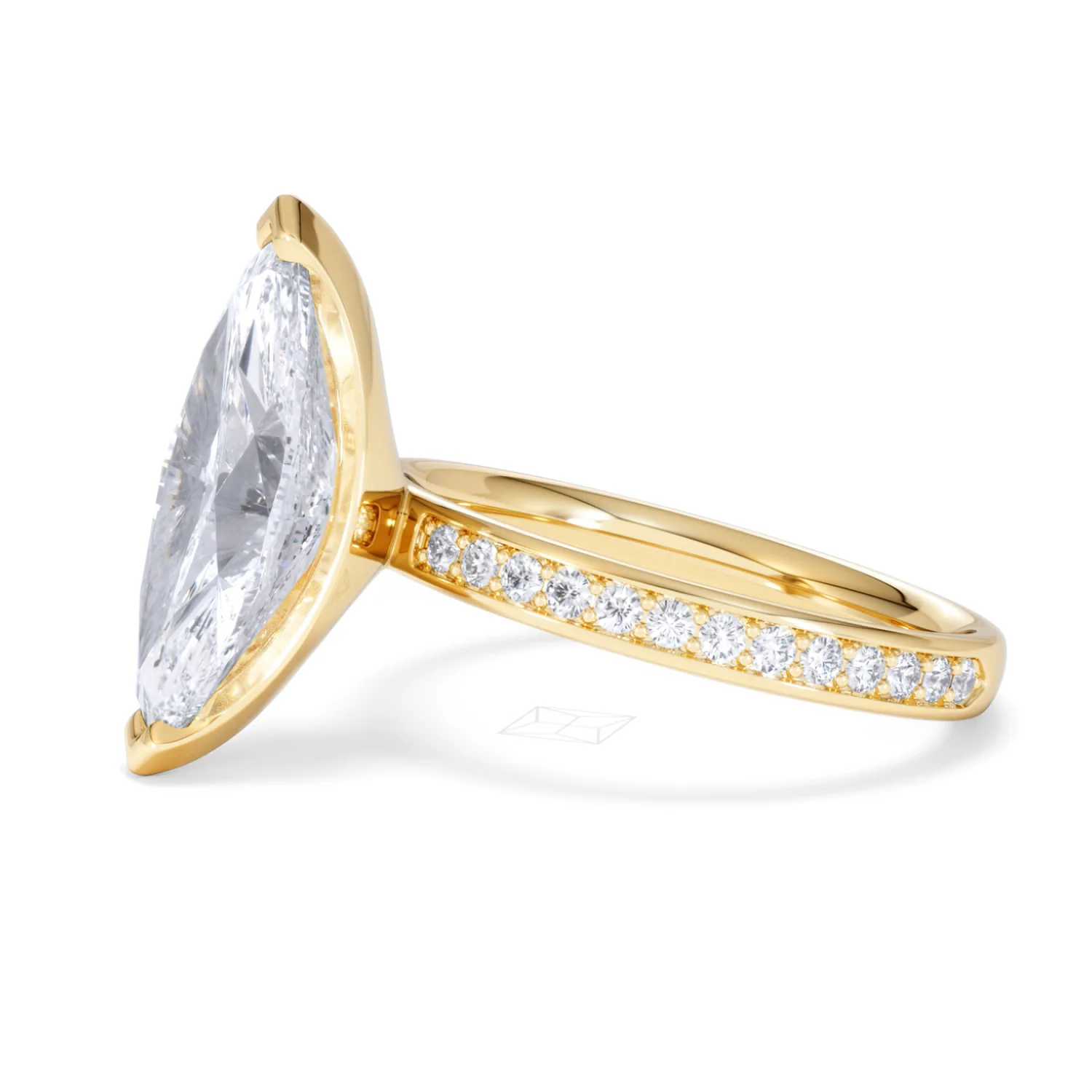Origin 3.30ct Marquise Cut Lab Diamond Solitaire Engagement Ring with Side Stones in 18K Yellow Gold - Image 72