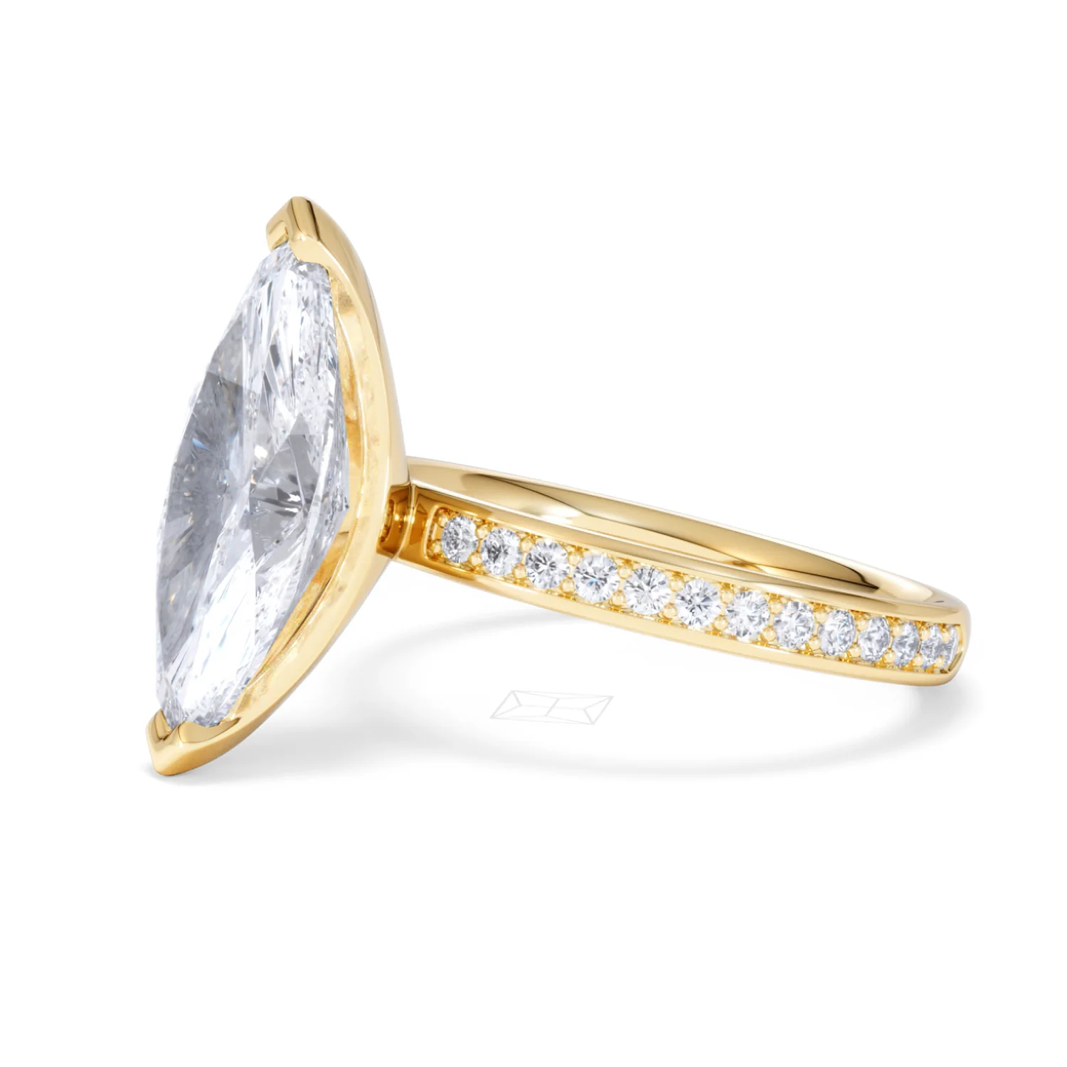 Origin 3.30ct Marquise Cut Lab Diamond Solitaire Engagement Ring with Side Stones in 18K Yellow Gold - Image 74