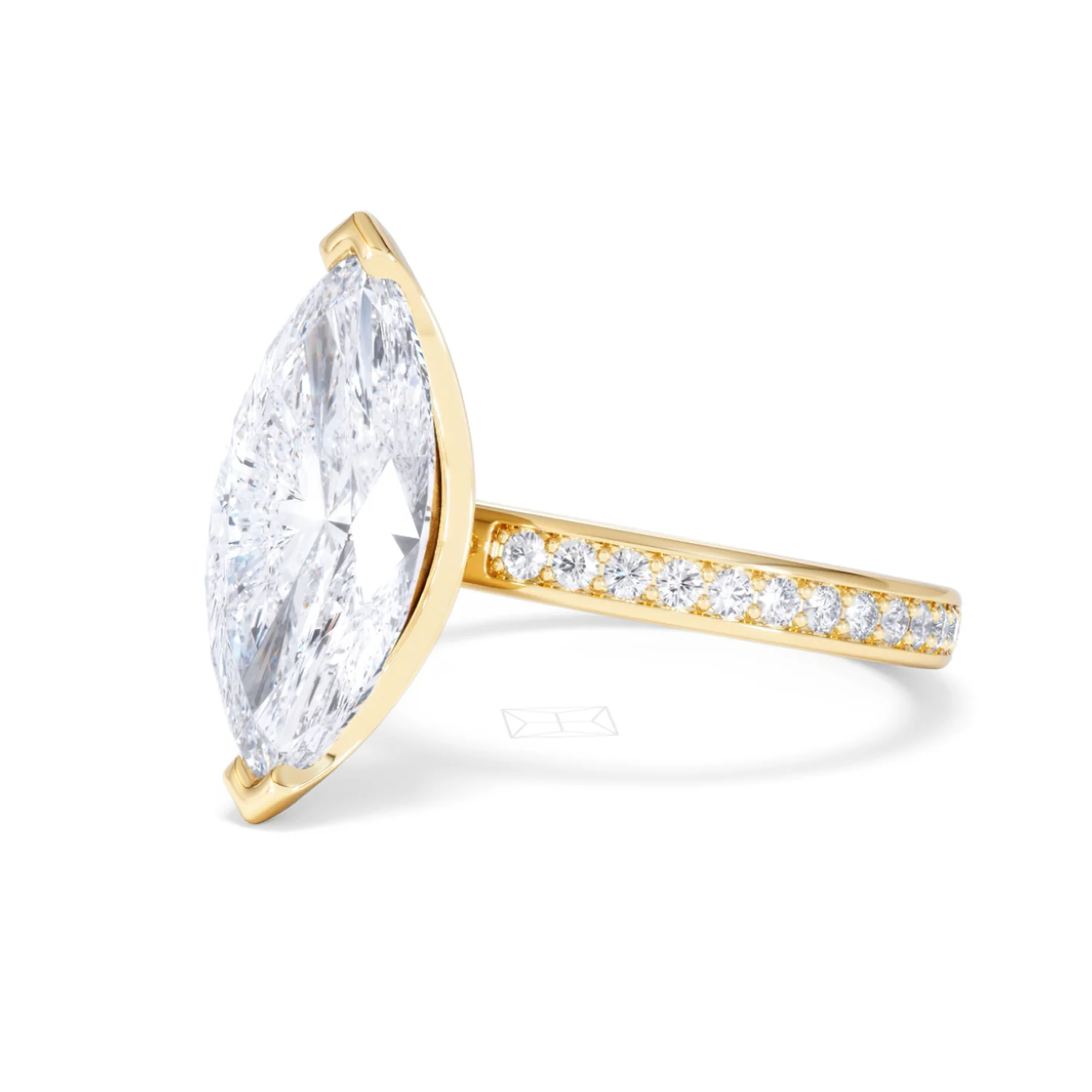 Origin 3.30ct Marquise Cut Lab Diamond Solitaire Engagement Ring with Side Stones in 18K Yellow Gold - Image 78