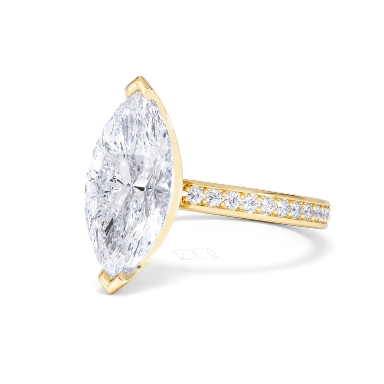 Origin 3.30ct Marquise Cut Lab Diamond Solitaire Engagement Ring with Side Stones in 18K Yellow Gold - Image 80
