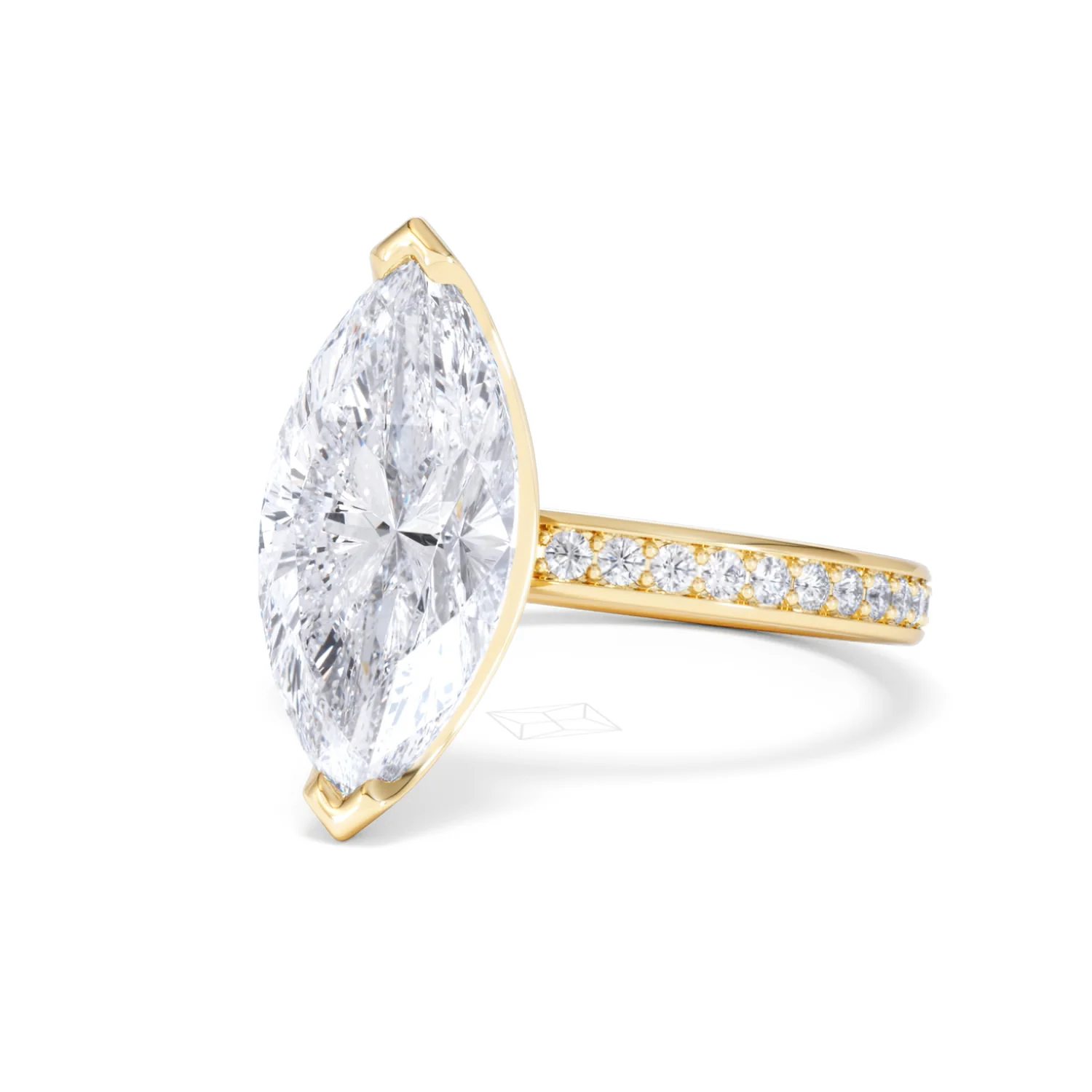 Origin 3.30ct Marquise Cut Lab Diamond Solitaire Engagement Ring with Side Stones in 18K Yellow Gold - Image 81