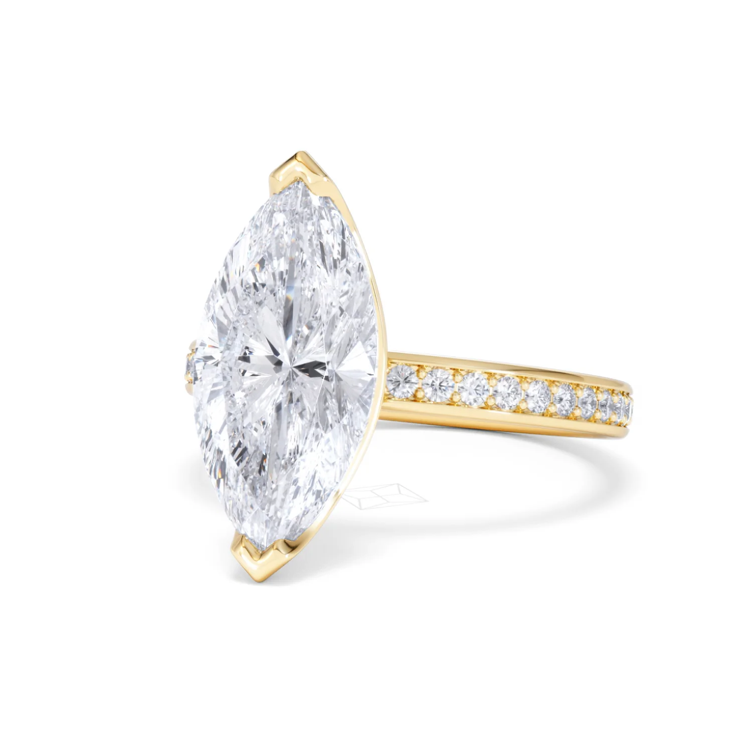 Origin 3.30ct Marquise Cut Lab Diamond Solitaire Engagement Ring with Side Stones in 18K Yellow Gold - Image 82