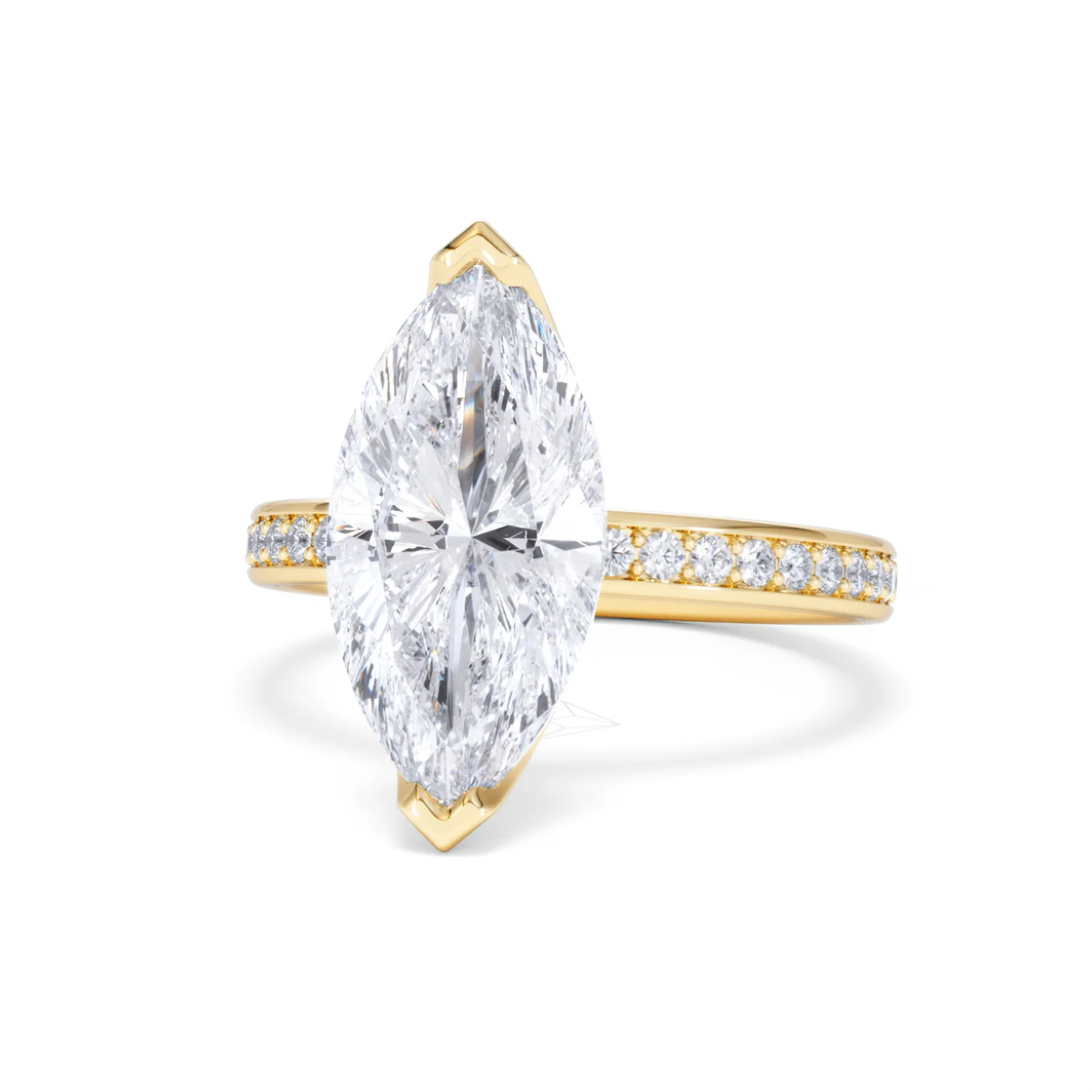 Origin 3.30ct Marquise Cut Lab Diamond Solitaire Engagement Ring with Side Stones in 18K Yellow Gold - Image 84
