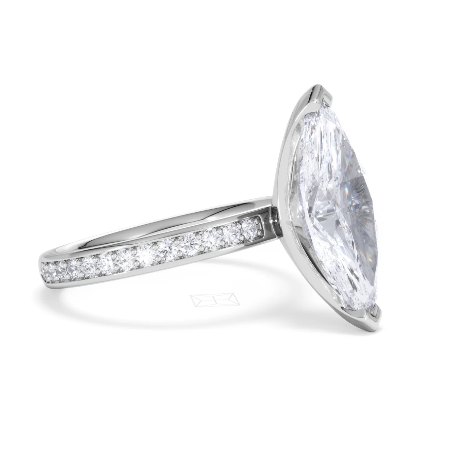 Origin 3.30ct Marquise Cut Lab Diamond Solitaire Engagement Ring with Side Stones in Platinum - Image 19