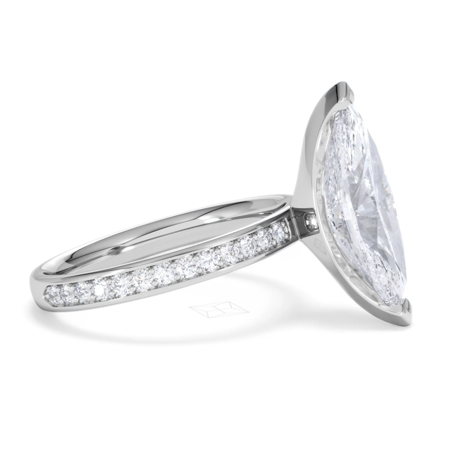 Origin 3.30ct Marquise Cut Lab Diamond Solitaire Engagement Ring with Side Stones in Platinum - Image 23