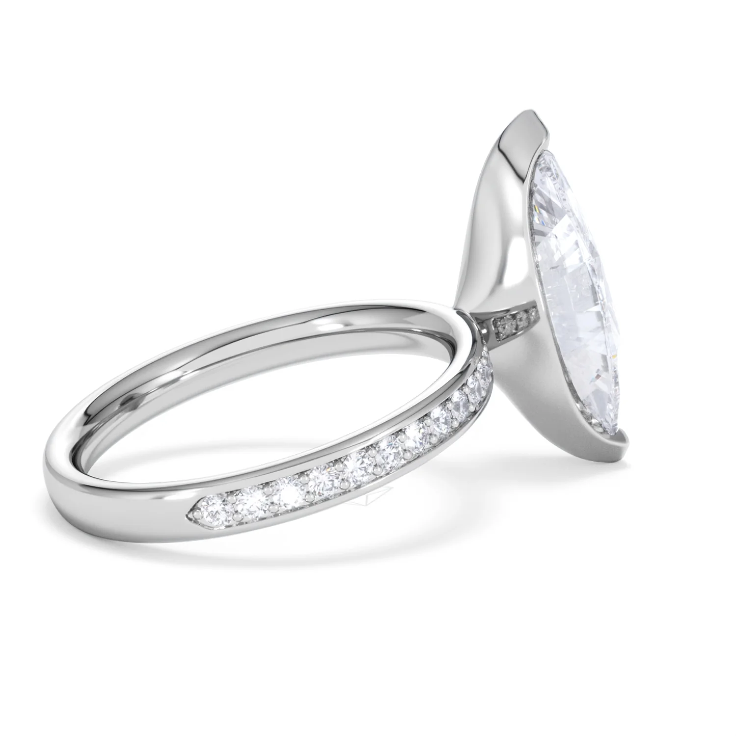Origin 3.30ct Marquise Cut Lab Diamond Solitaire Engagement Ring with Side Stones in Platinum - Image 32