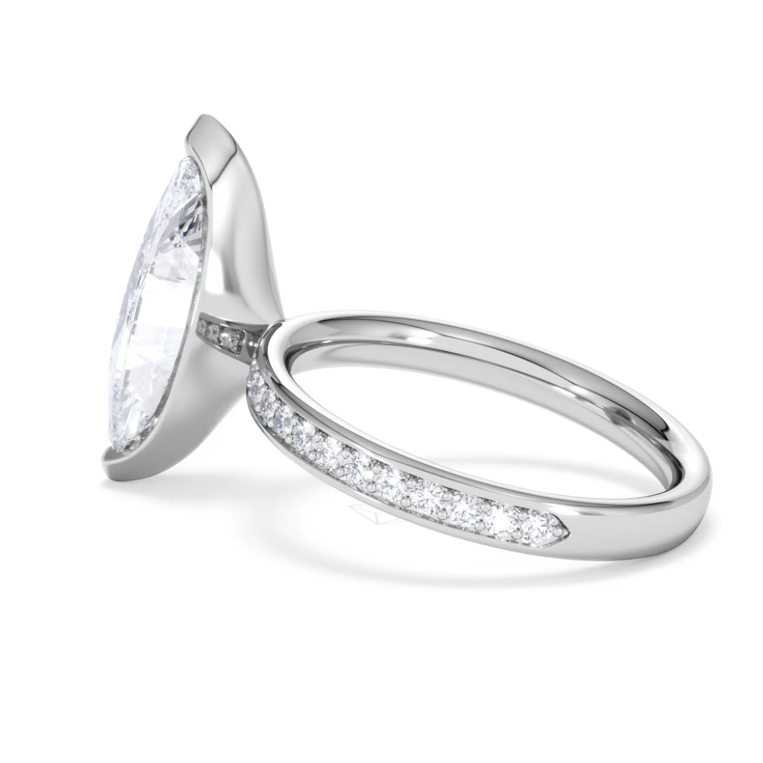 Origin 3.30ct Marquise Cut Lab Diamond Solitaire Engagement Ring with Side Stones in Platinum - Image 62
