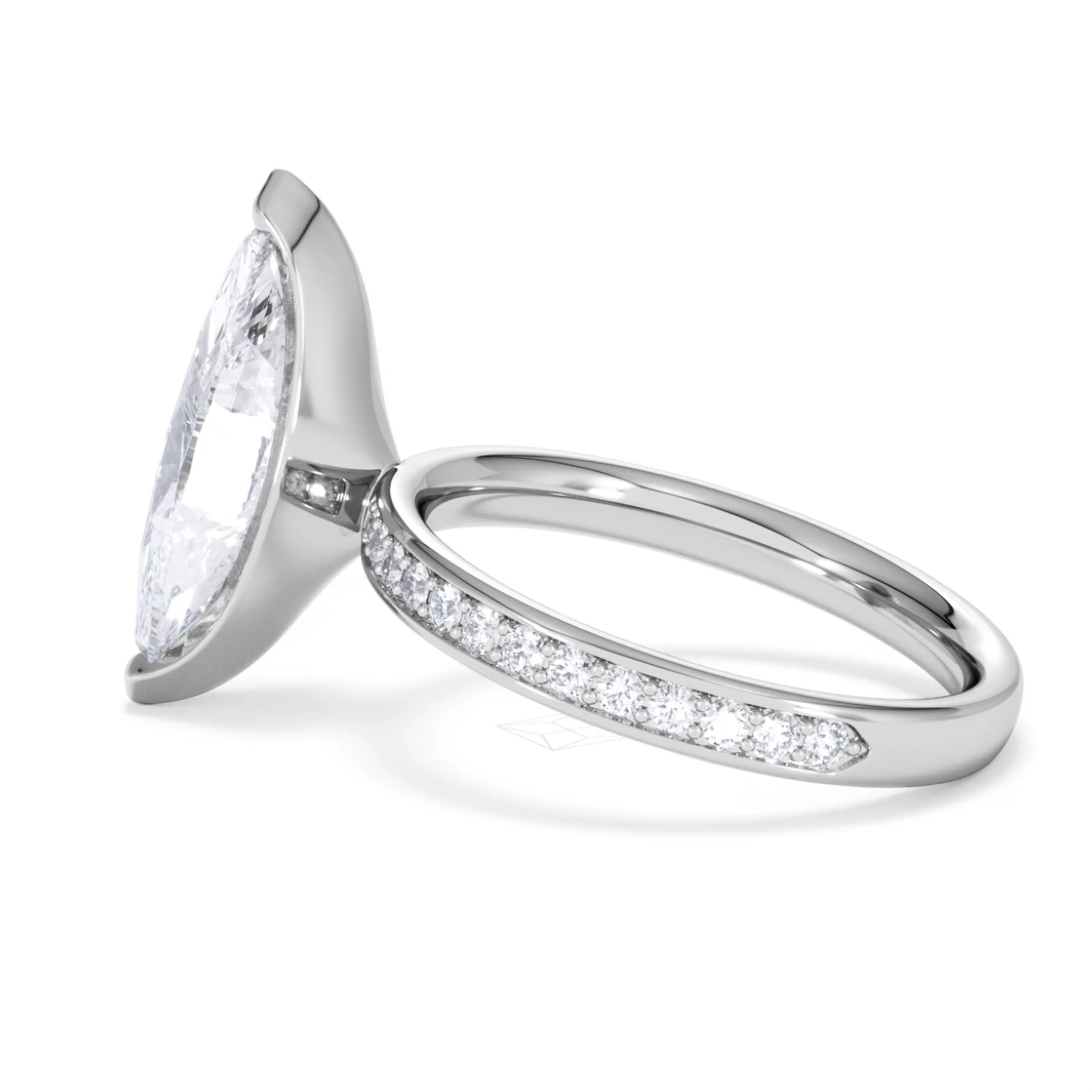Origin 3.30ct Marquise Cut Lab Diamond Solitaire Engagement Ring with Side Stones in Platinum - Image 64