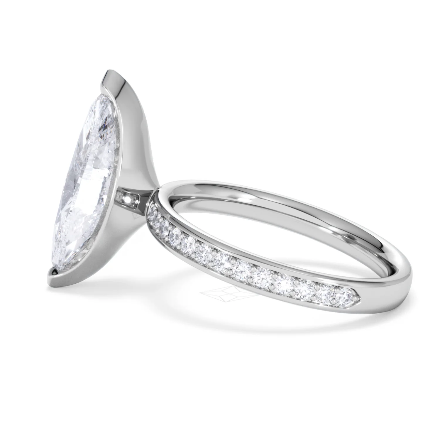 Origin 3.30ct Marquise Cut Lab Diamond Solitaire Engagement Ring with Side Stones in Platinum - Image 65