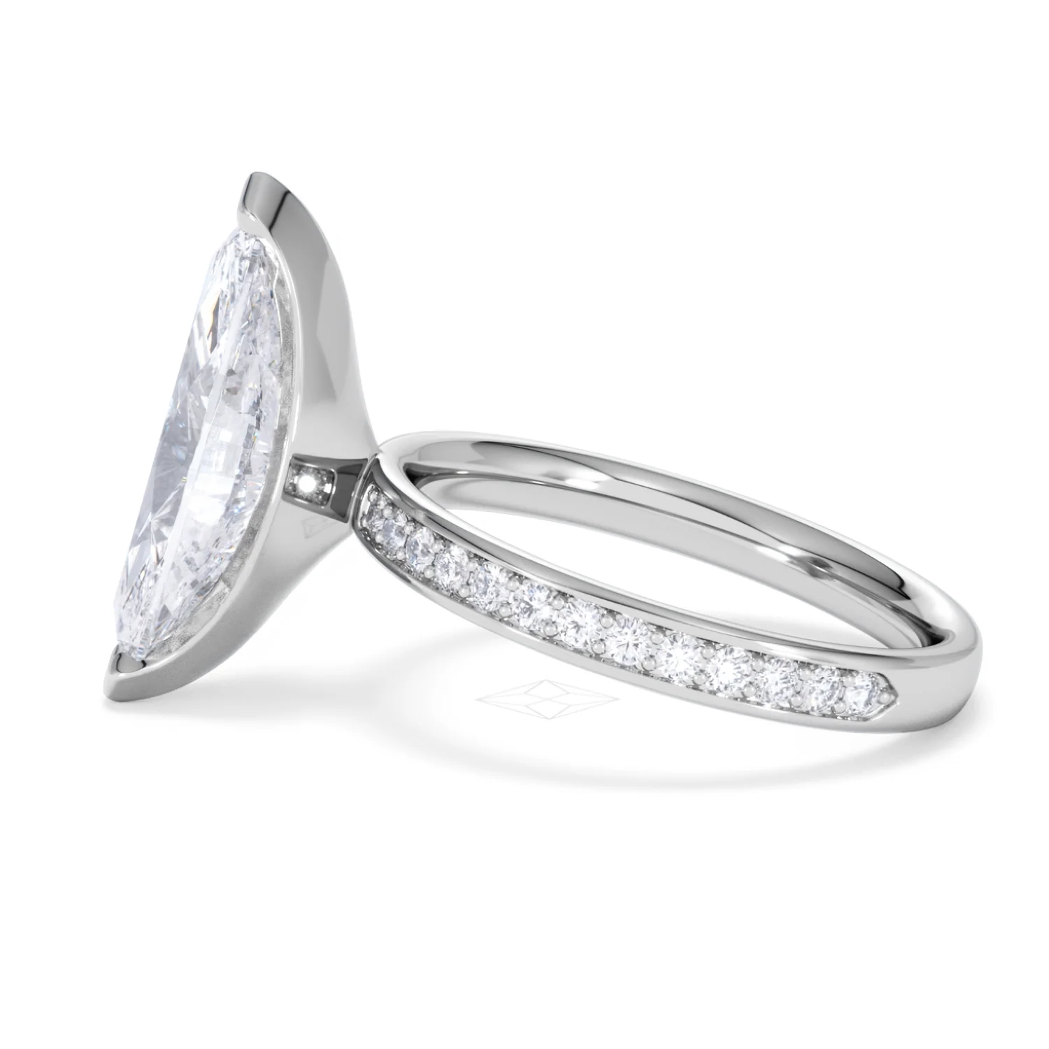 Origin 3.30ct Marquise Cut Lab Diamond Solitaire Engagement Ring with Side Stones in Platinum - Image 67