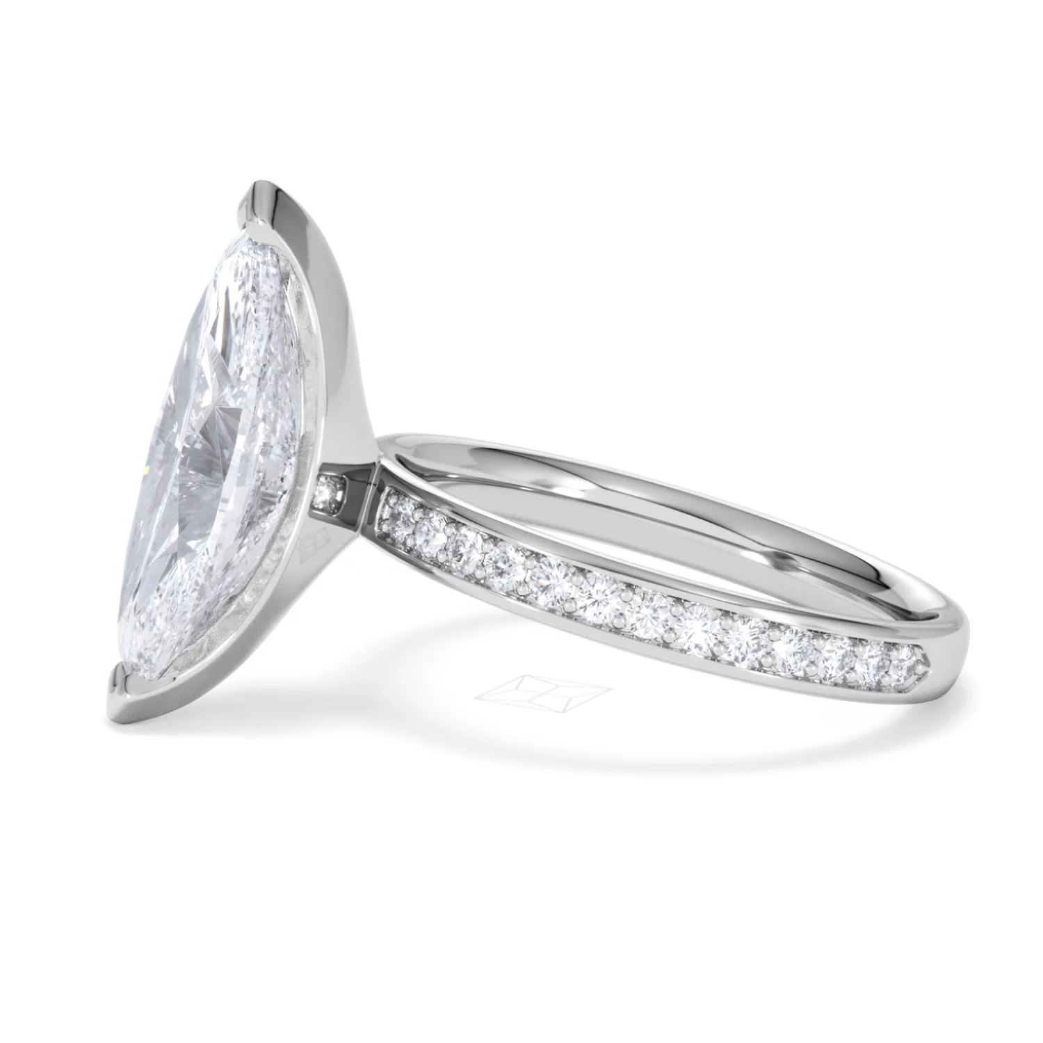 Origin 3.30ct Marquise Cut Lab Diamond Solitaire Engagement Ring with Side Stones in Platinum - Image 70