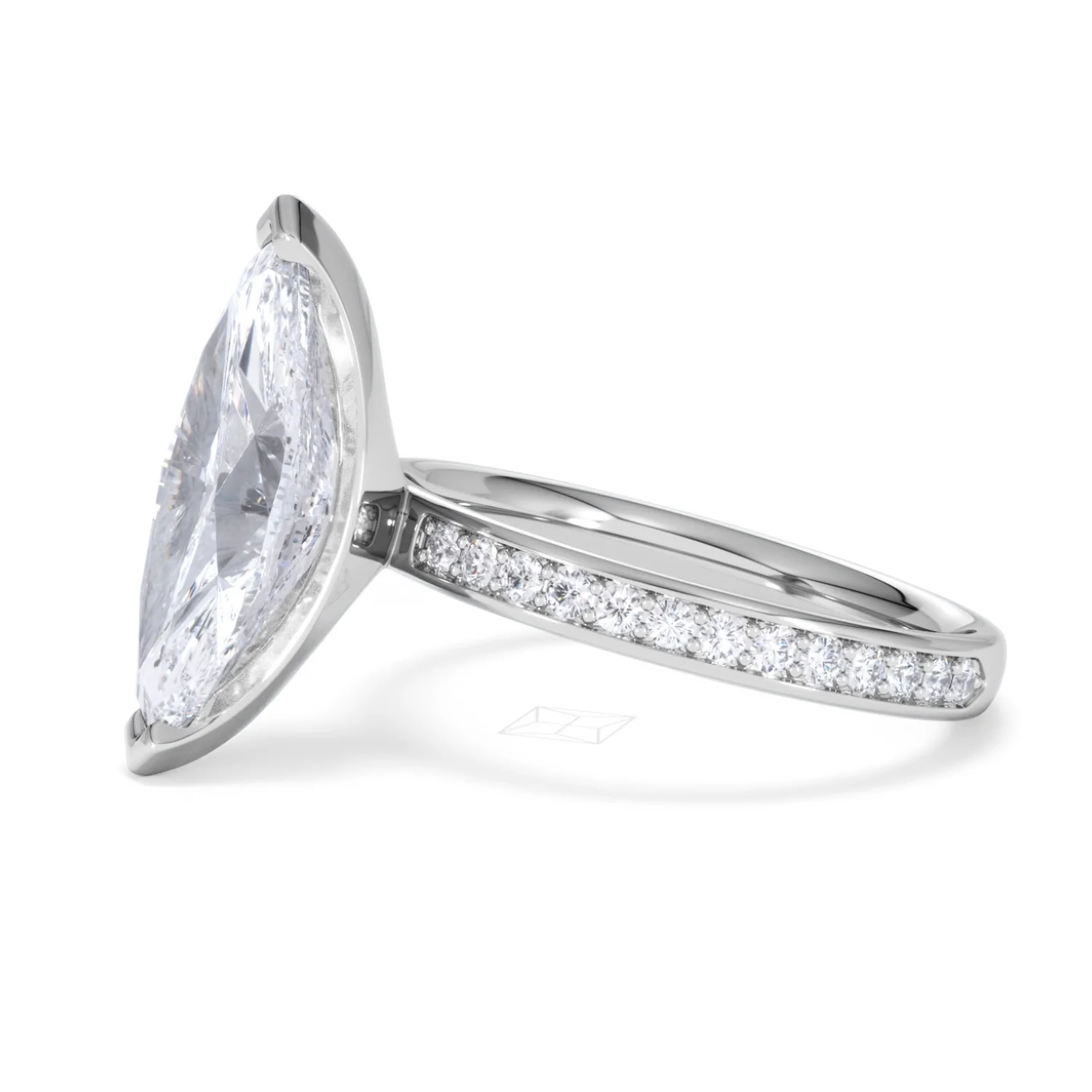 Origin 3.30ct Marquise Cut Lab Diamond Solitaire Engagement Ring with Side Stones in Platinum - Image 72