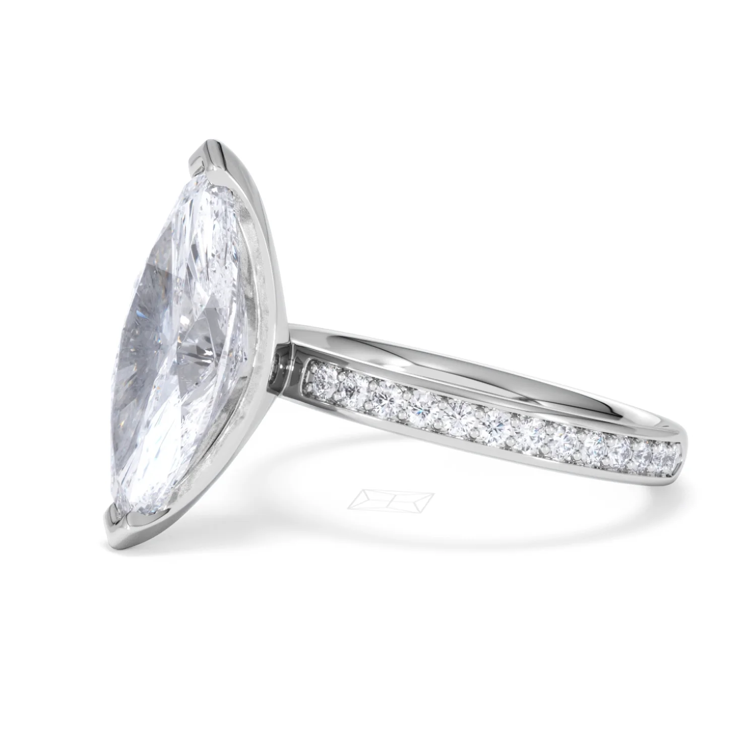 Origin 3.30ct Marquise Cut Lab Diamond Solitaire Engagement Ring with Side Stones in Platinum - Image 74