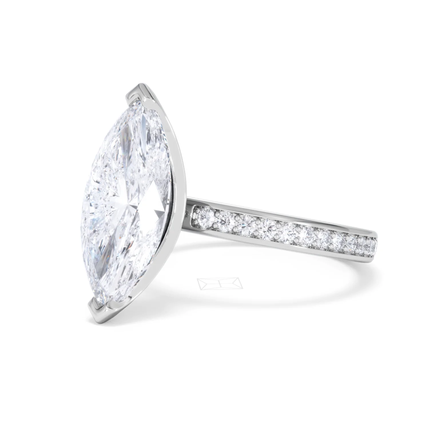 Origin 3.30ct Marquise Cut Lab Diamond Solitaire Engagement Ring with Side Stones in Platinum - Image 78