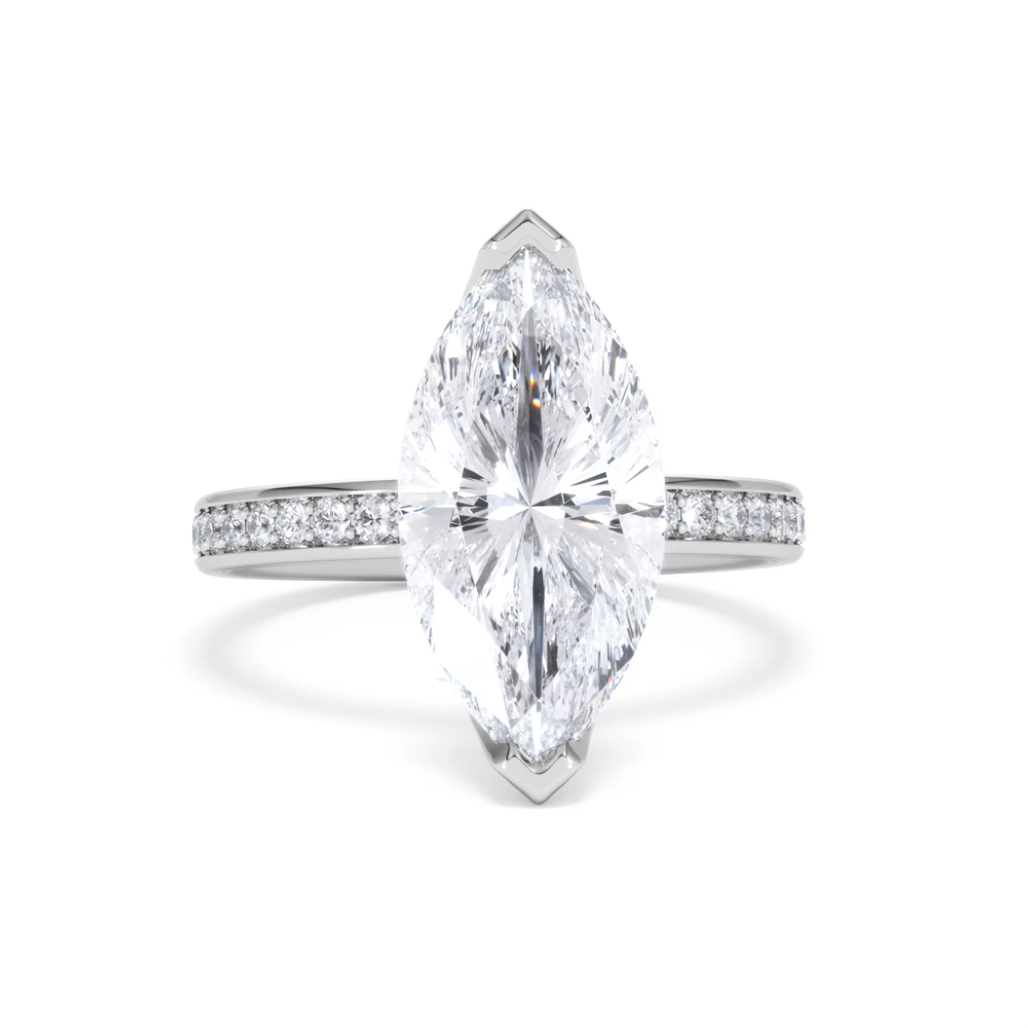 Origin 3.30ct Marquise Cut Lab Diamond Solitaire Engagement Ring with Side Stones in Platinum - Image 8