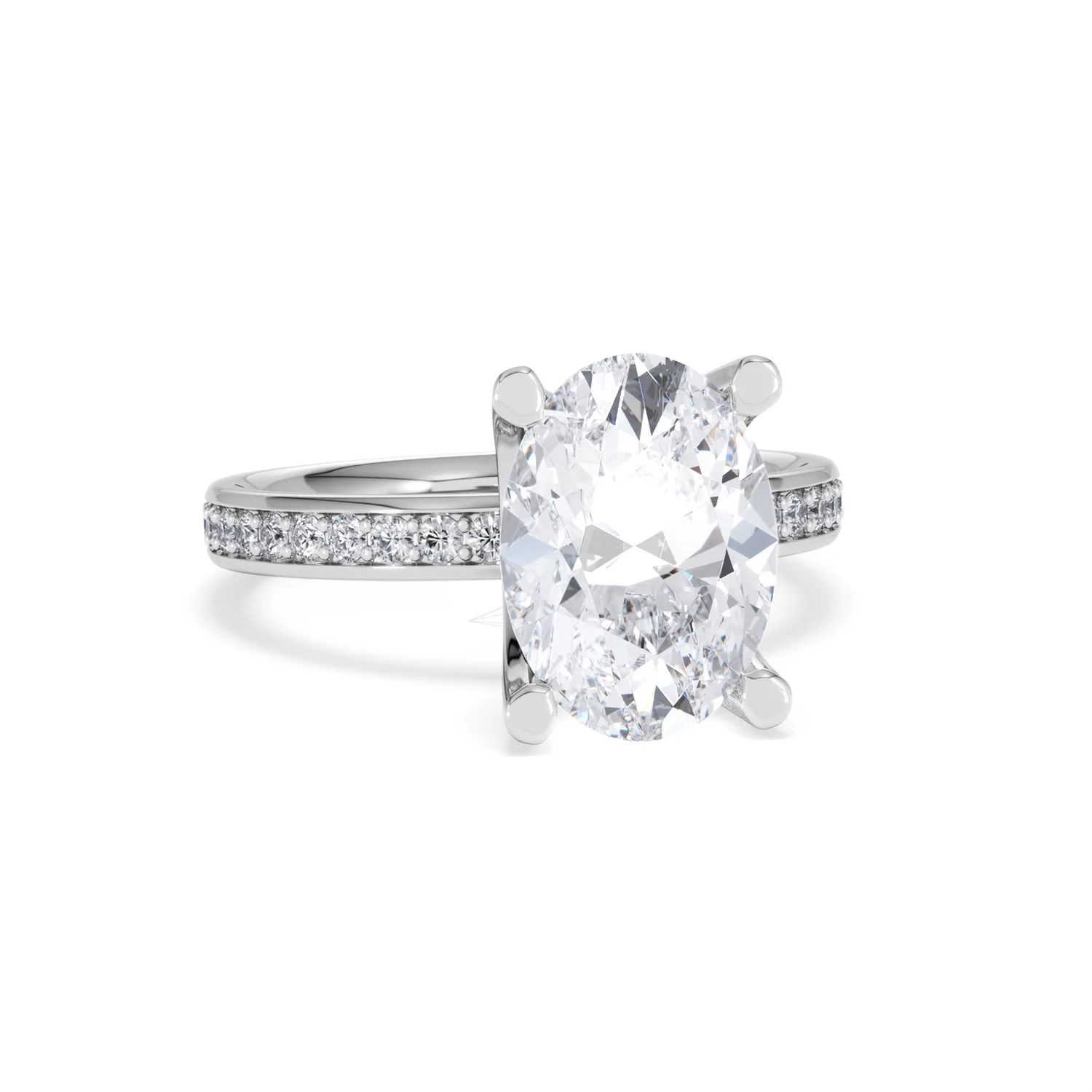 Origin 3.30ct Oval Cut Lab Diamond Solitaire Engagement Ring with Side Stones in 18K White Gold - Image 10