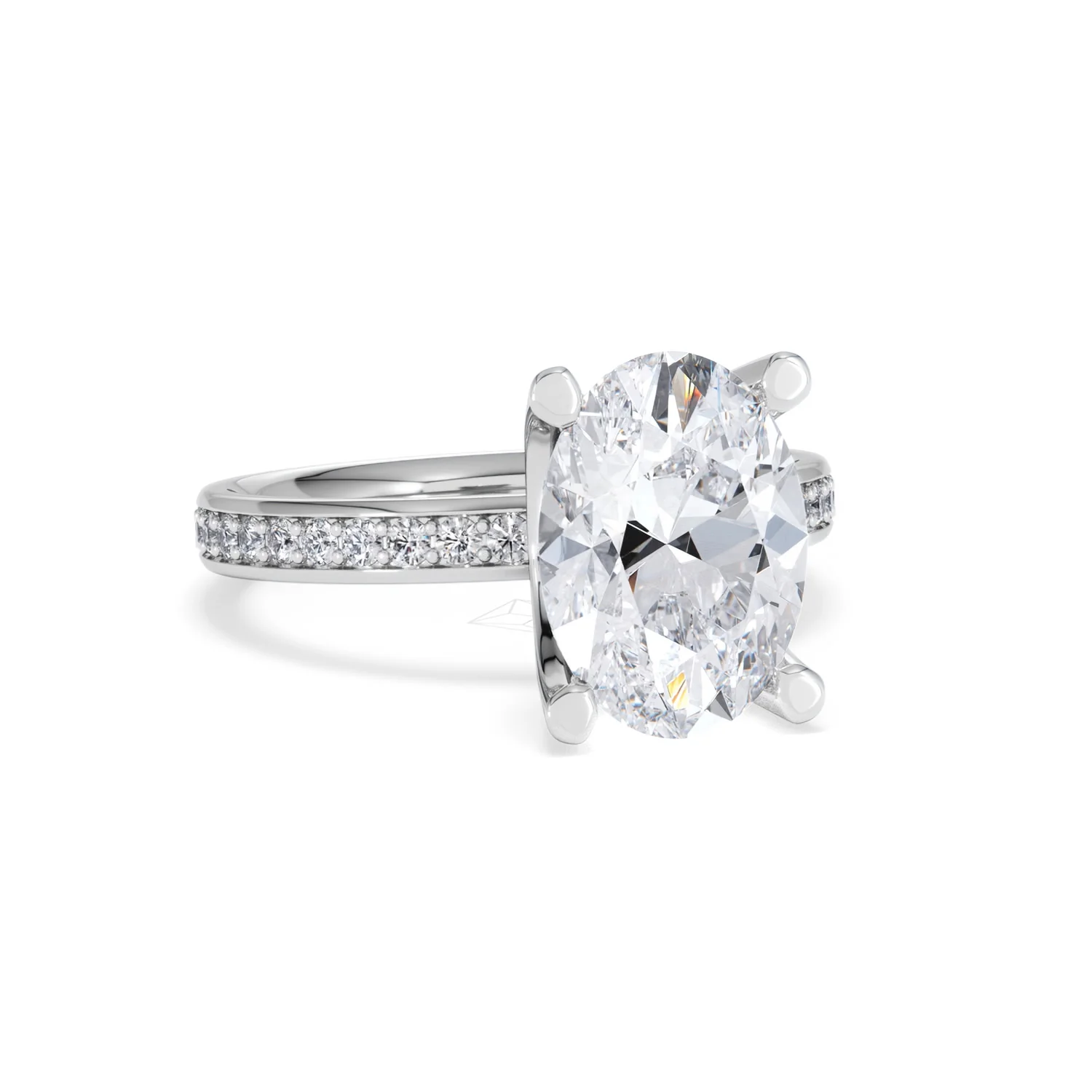 Origin 3.30ct Oval Cut Lab Diamond Solitaire Engagement Ring with Side Stones in 18K White Gold - Image 11