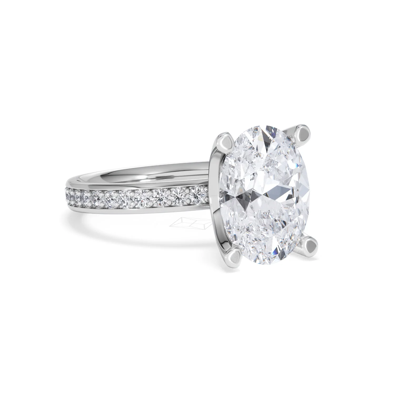 Origin 3.30ct Oval Cut Lab Diamond Solitaire Engagement Ring with Side Stones in 18K White Gold - Image 13
