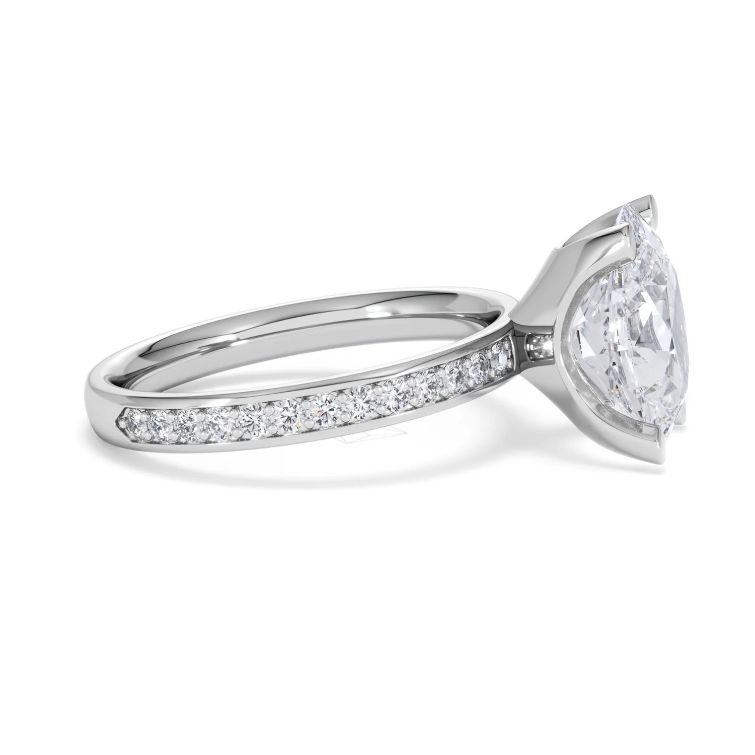 Origin 3.30ct Oval Cut Lab Diamond Solitaire Engagement Ring with Side Stones in 18K White Gold - Image 24