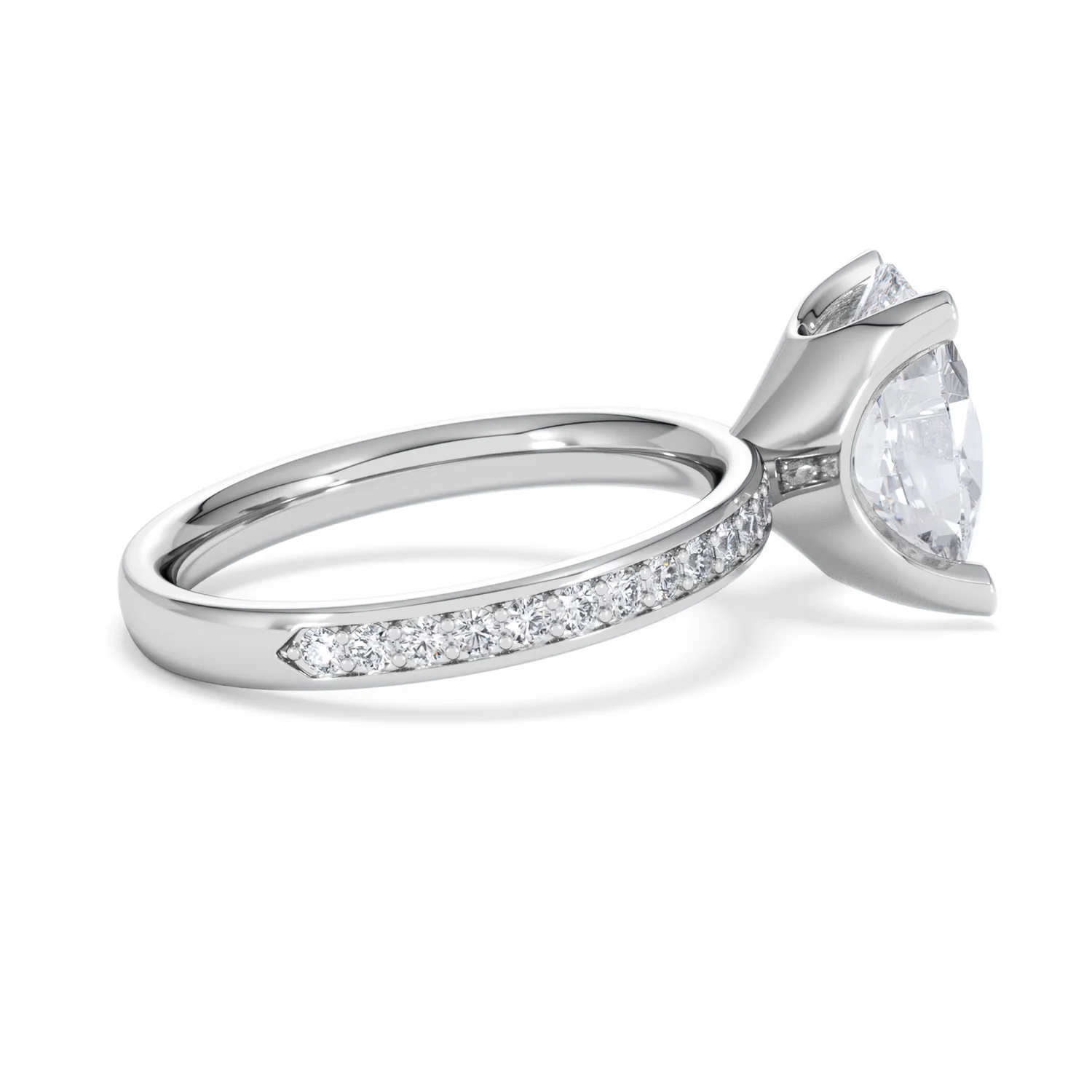 Origin 3.30ct Oval Cut Lab Diamond Solitaire Engagement Ring with Side Stones in 18K White Gold - Image 30