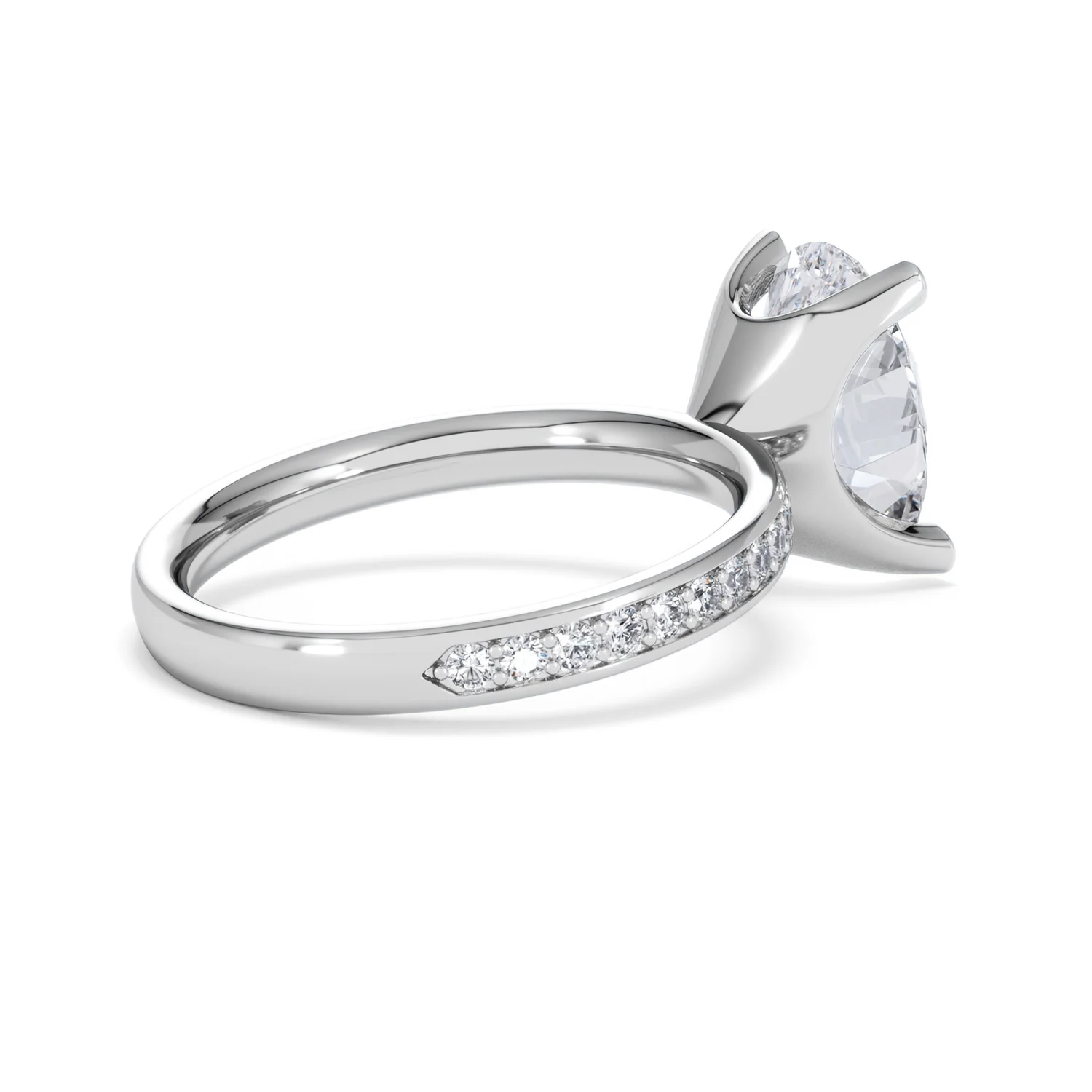 Origin 3.30ct Oval Cut Lab Diamond Solitaire Engagement Ring with Side Stones in 18K White Gold - Image 35