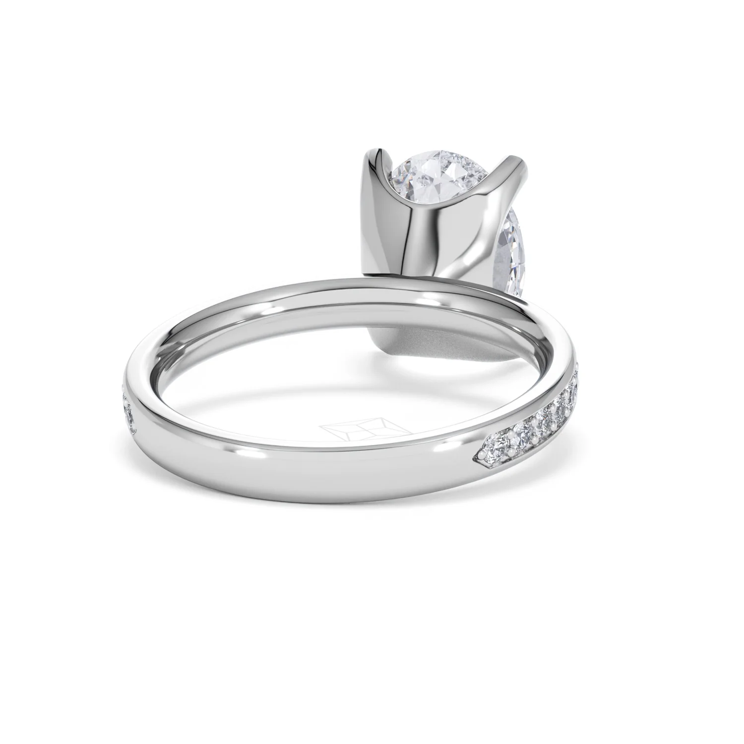 Origin 3.30ct Oval Cut Lab Diamond Solitaire Engagement Ring with Side Stones in 18K White Gold - Image 43