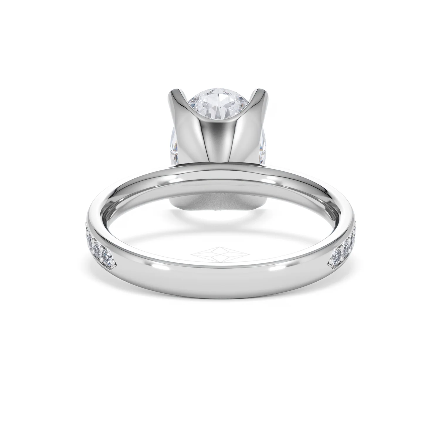 Origin 3.30ct Oval Cut Lab Diamond Solitaire Engagement Ring with Side Stones in 18K White Gold - Image 47