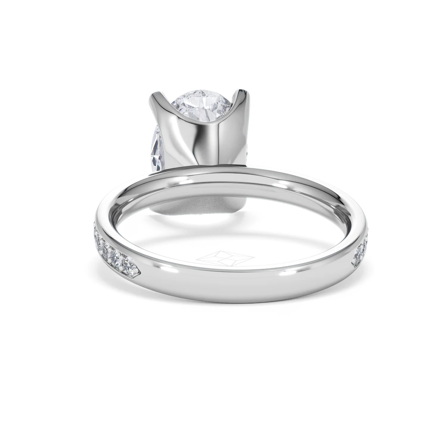 Origin 3.30ct Oval Cut Lab Diamond Solitaire Engagement Ring with Side Stones in 18K White Gold - Image 49