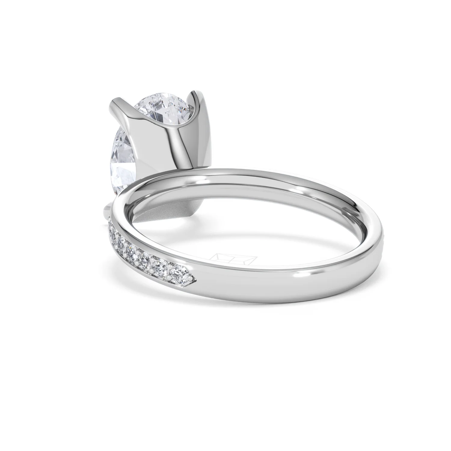 Origin 3.30ct Oval Cut Lab Diamond Solitaire Engagement Ring with Side Stones in 18K White Gold - Image 53