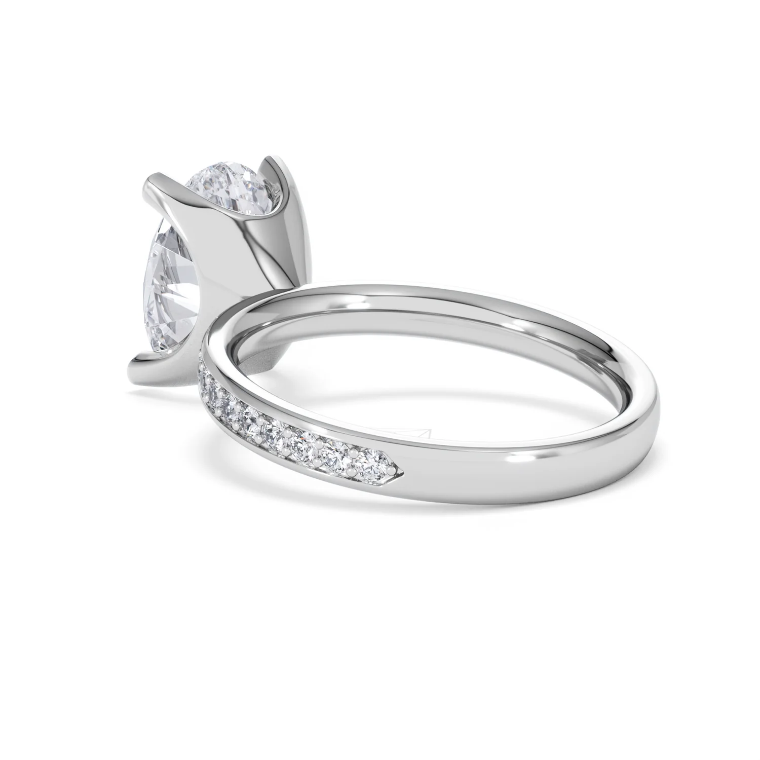 Origin 3.30ct Oval Cut Lab Diamond Solitaire Engagement Ring with Side Stones in 18K White Gold - Image 56