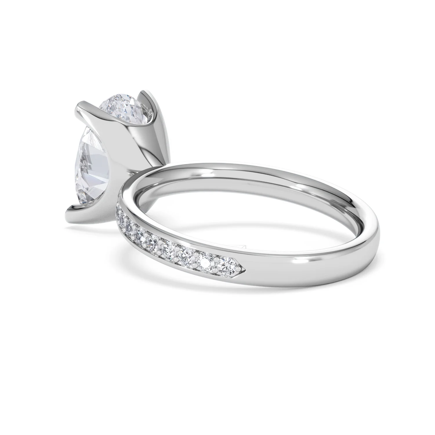 Origin 3.30ct Oval Cut Lab Diamond Solitaire Engagement Ring with Side Stones in 18K White Gold - Image 57