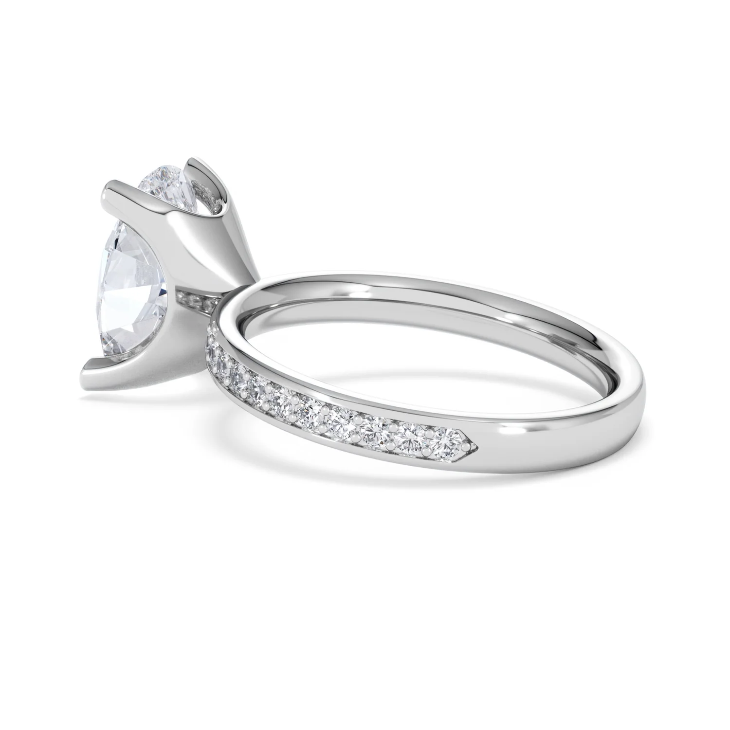 Origin 3.30ct Oval Cut Lab Diamond Solitaire Engagement Ring with Side Stones in 18K White Gold - Image 60