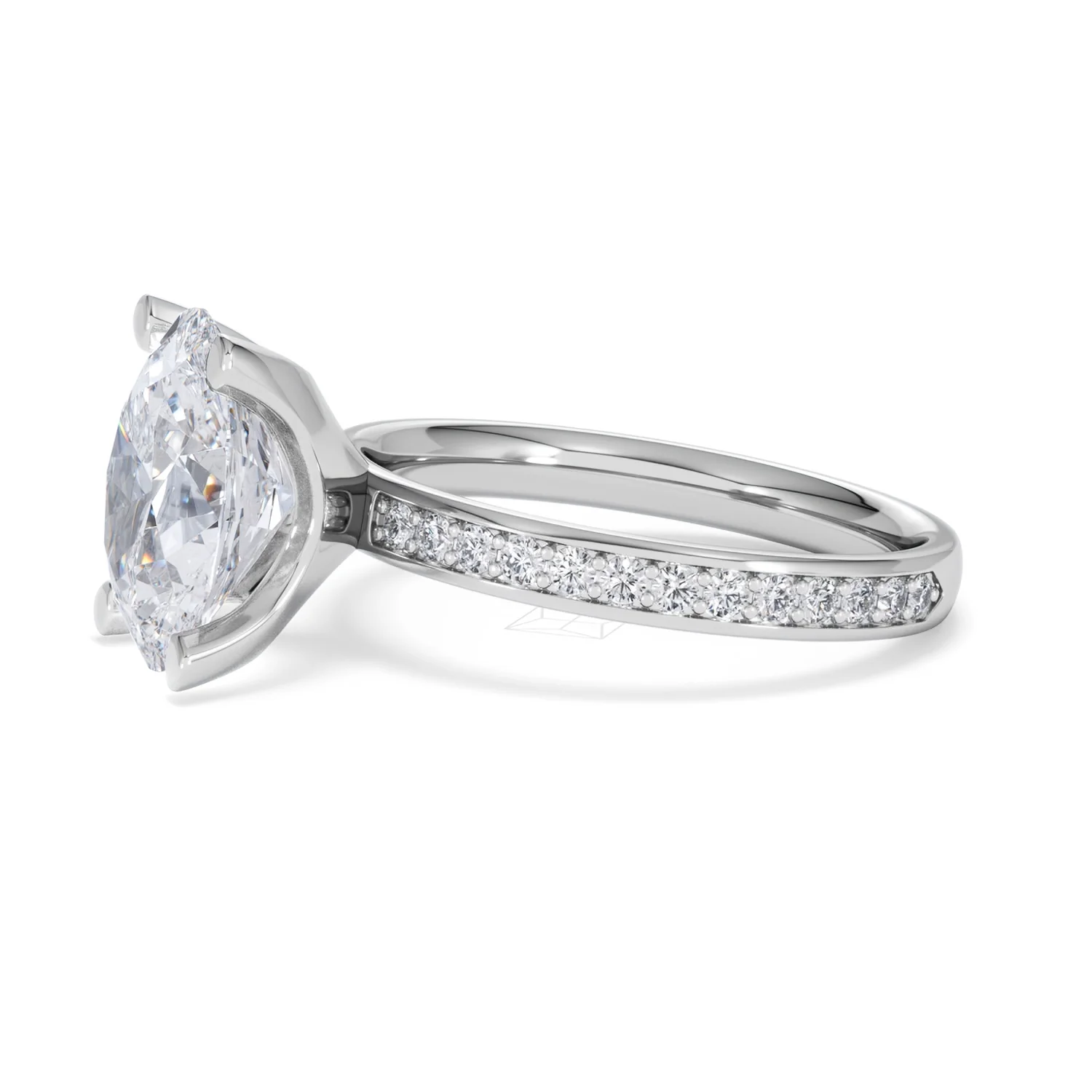 Origin 3.30ct Oval Cut Lab Diamond Solitaire Engagement Ring with Side Stones in 18K White Gold - Image 72