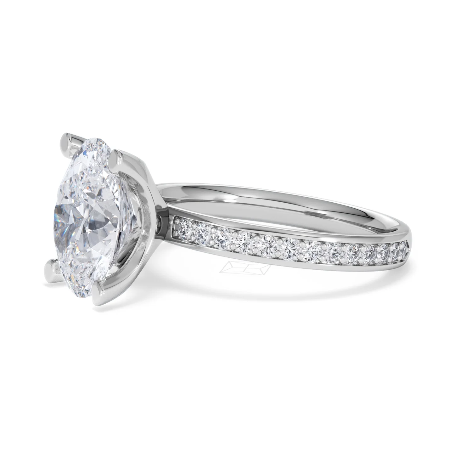 Origin 3.30ct Oval Cut Lab Diamond Solitaire Engagement Ring with Side Stones in 18K White Gold - Image 74