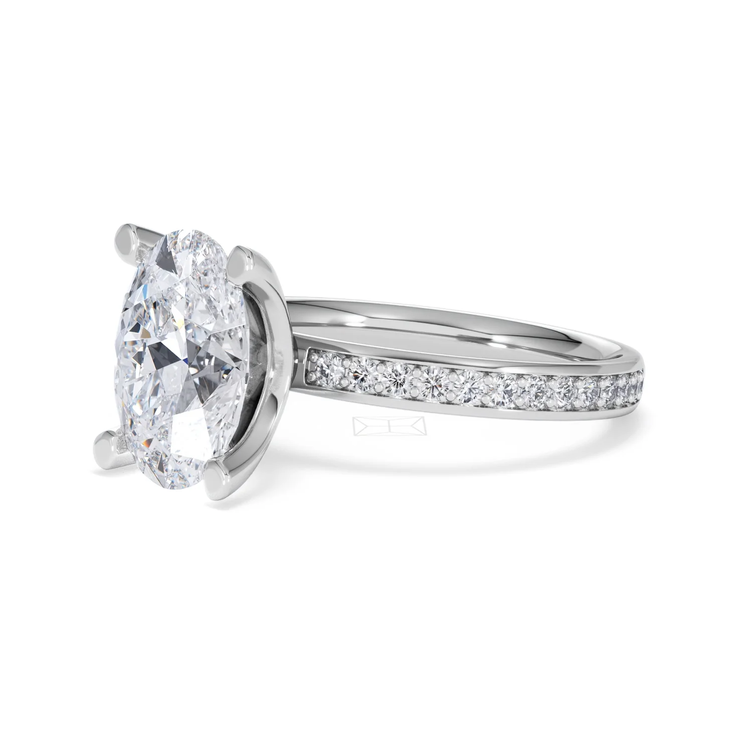Origin 3.30ct Oval Cut Lab Diamond Solitaire Engagement Ring with Side Stones in 18K White Gold - Image 77
