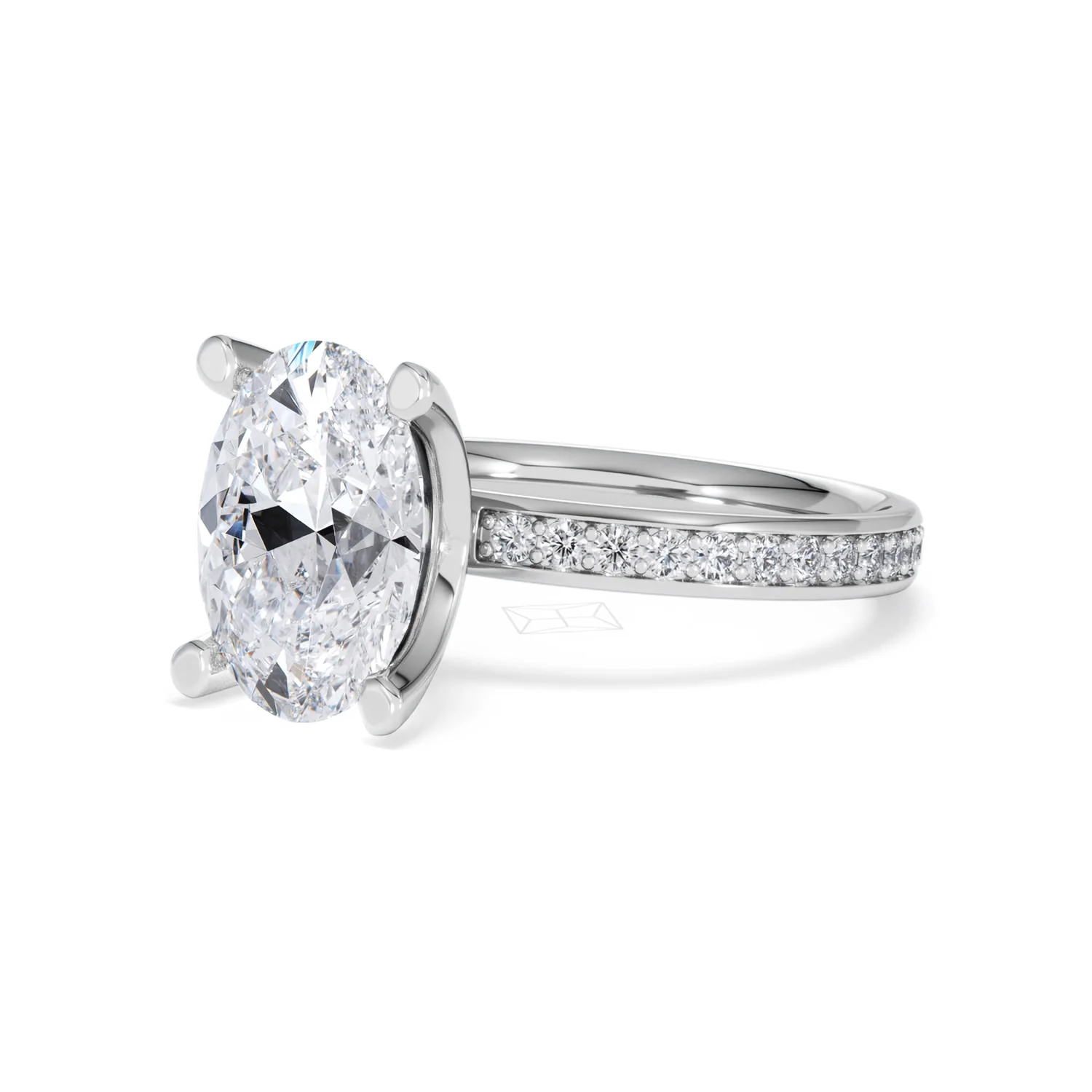 Origin 3.30ct Oval Cut Lab Diamond Solitaire Engagement Ring with Side Stones in 18K White Gold - Image 79